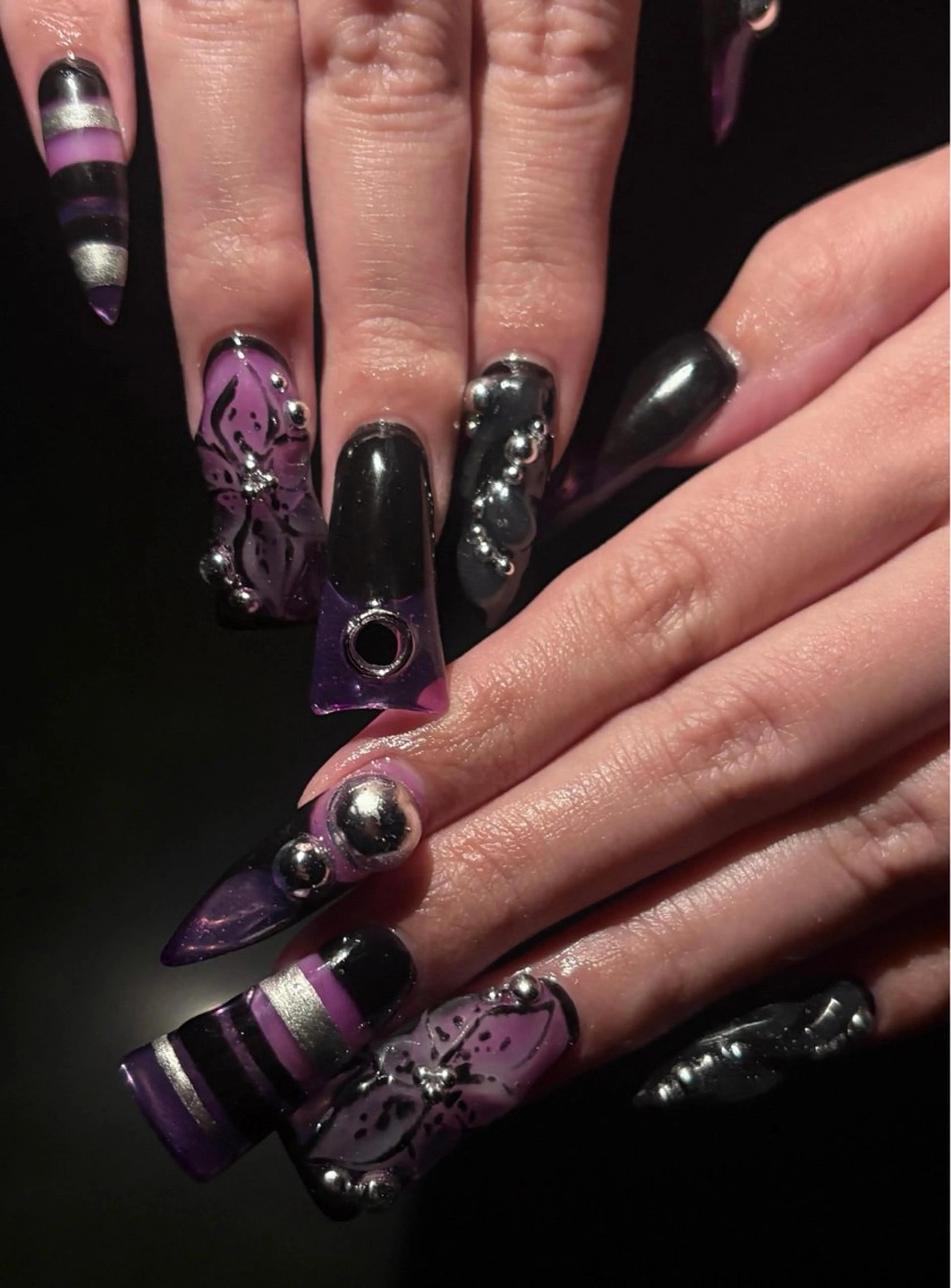 ネイル ロングネイル スカルプネイル ワンホンネイル icy,nail ユリアのネイルデザイン