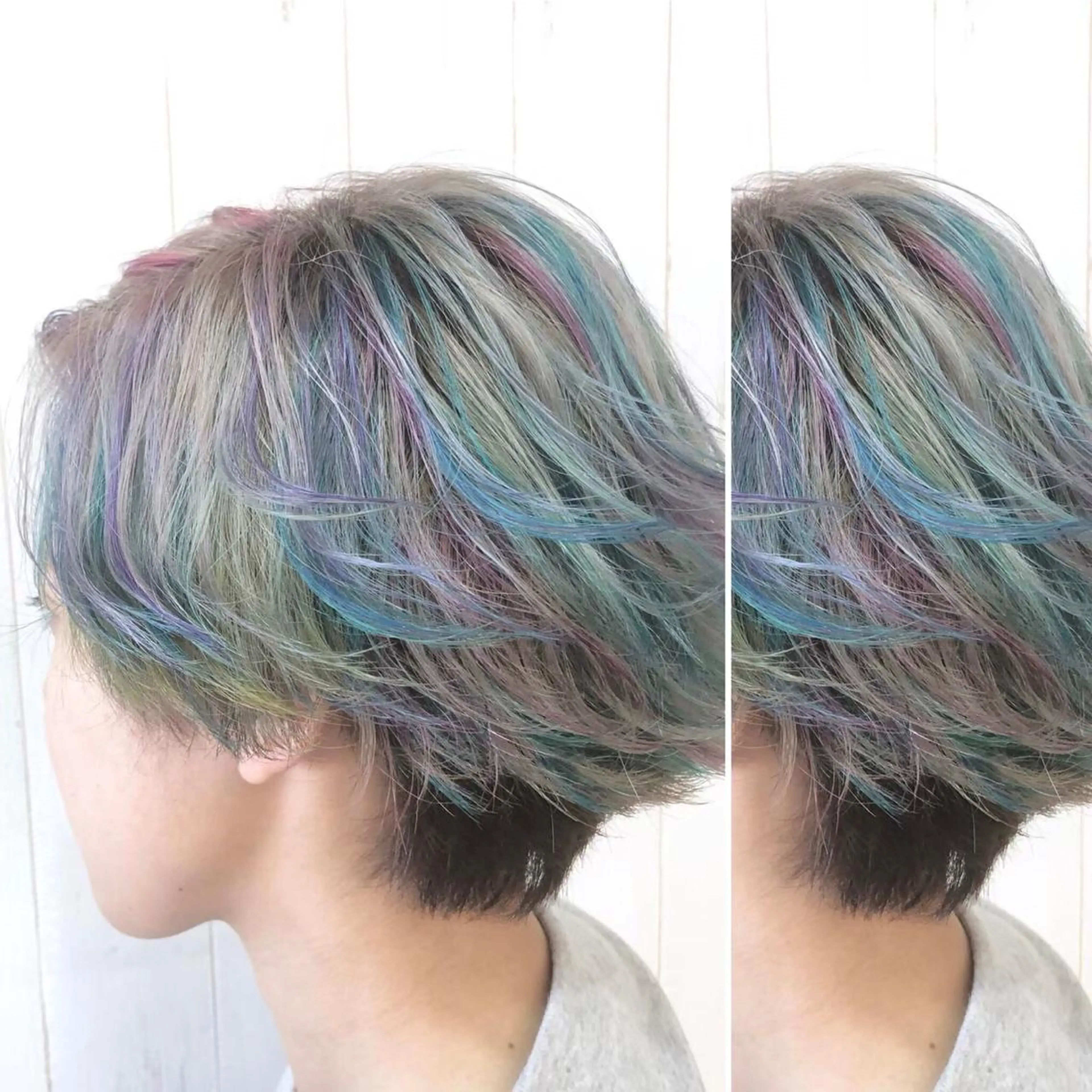 ミディアム カラー JuNブリーチに 縮毛矯正するプロのヘアスタイル