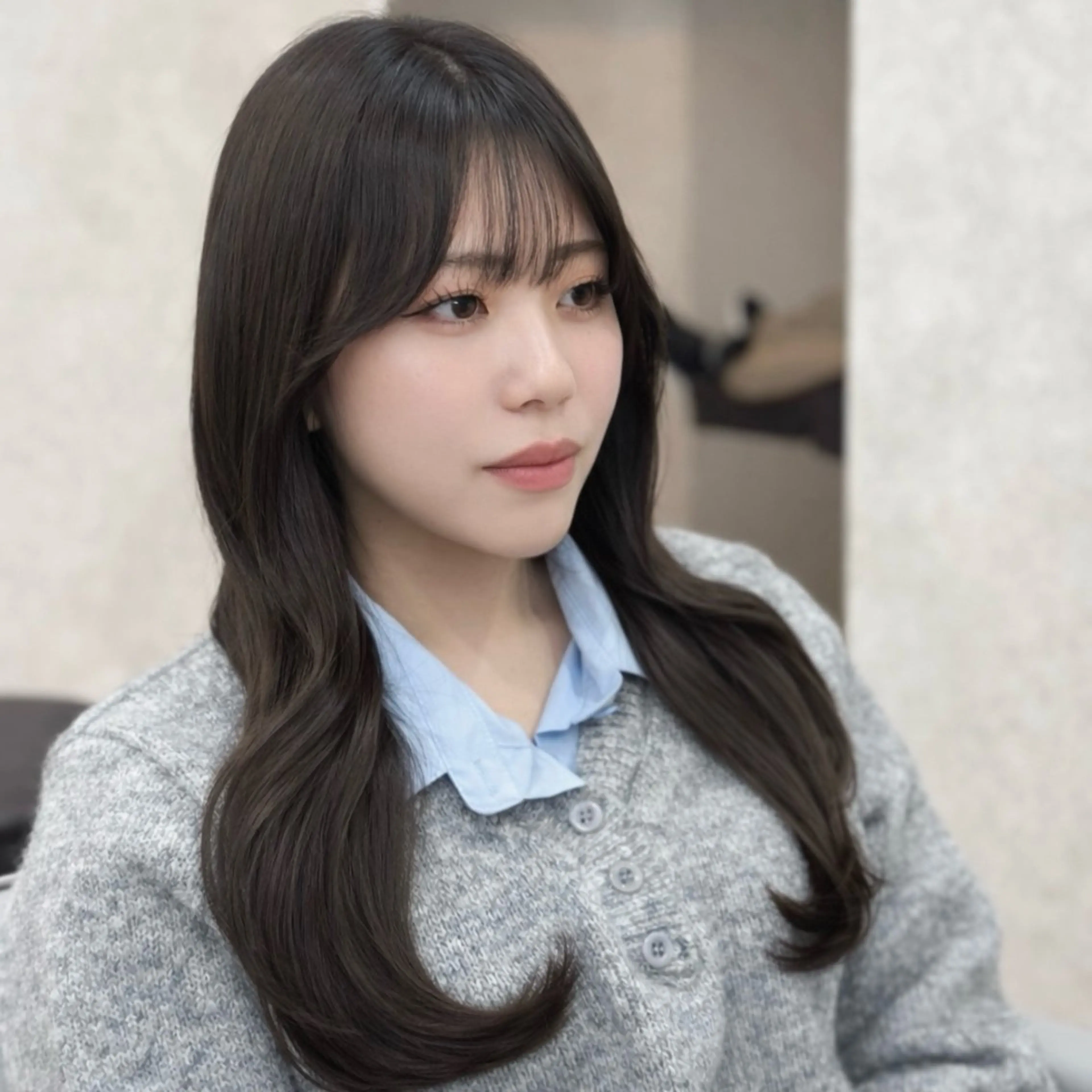 セミロング カット ヘアカラー トリートメント ✨韓国ヘア✨ レイヤー✂️鎌倉楓麻のヘアスタイル