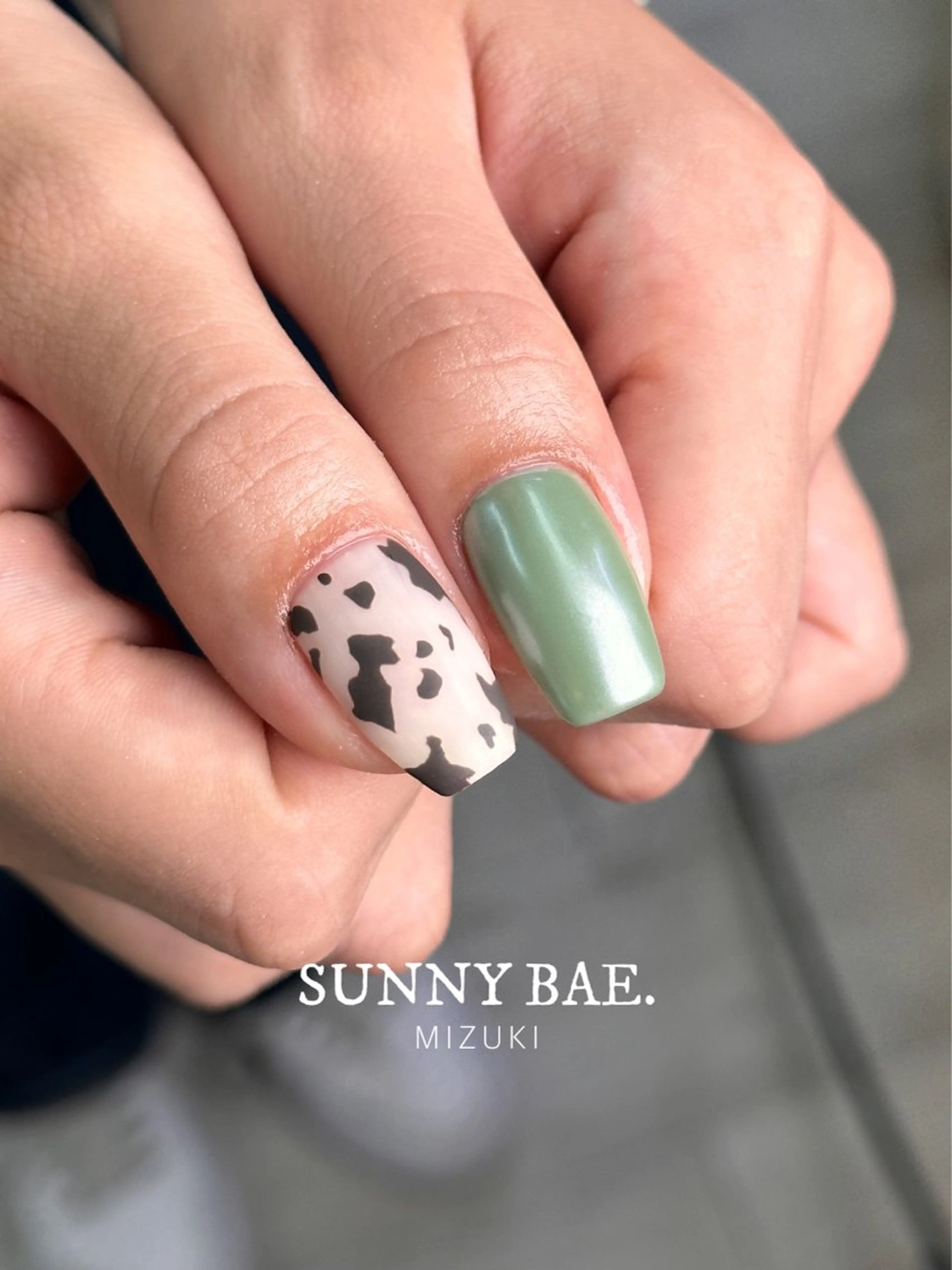 ネイル アニマル柄 ジェルネイル グリーン マットネイル SUNNY BAE. 🌼MIZUKIのネイルデザイン