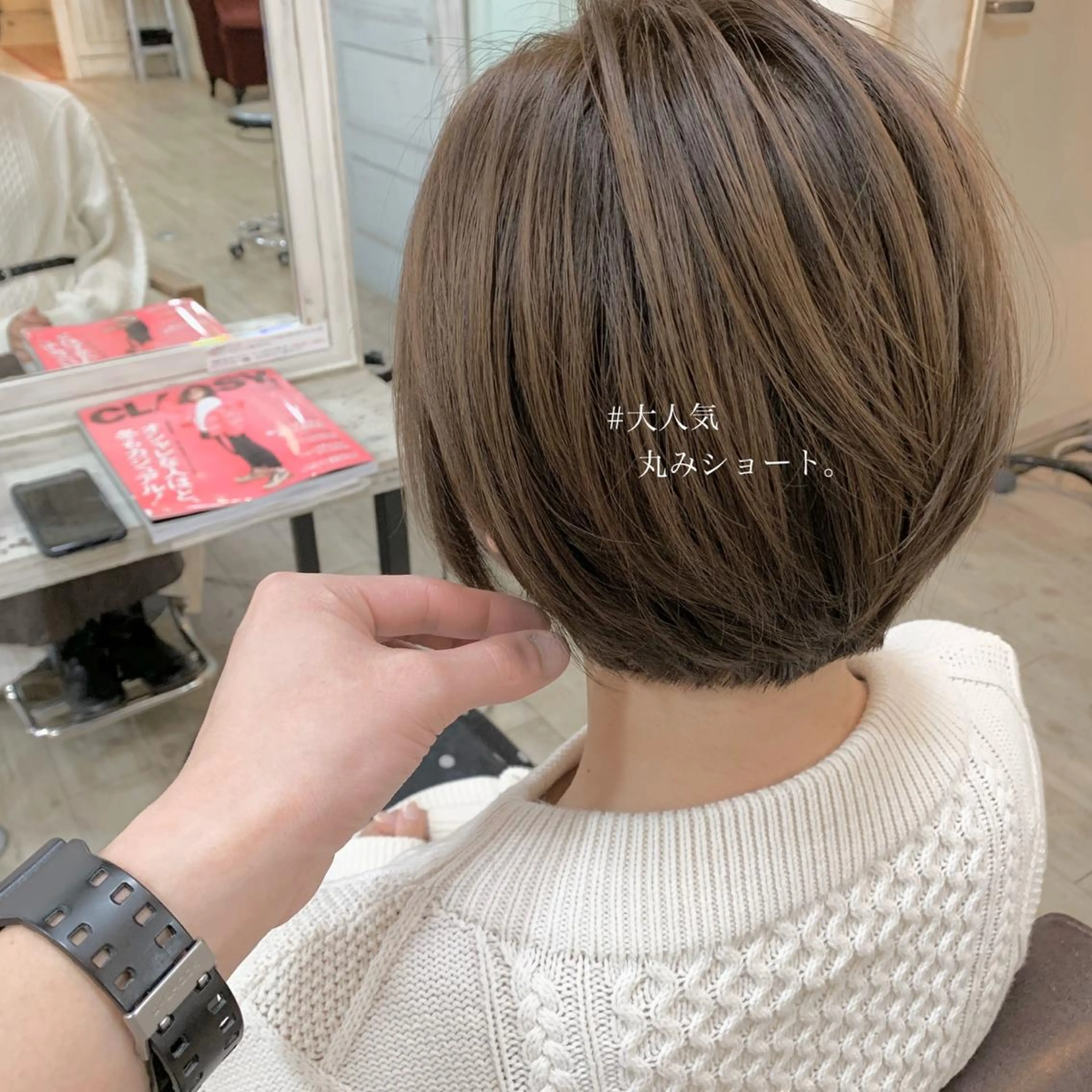 ショート カラー グレージュ ボブ ショートヘア 小顔カット ◆感動口コミ/最小顔 理論カット◆森口 峻のヘアスタイル