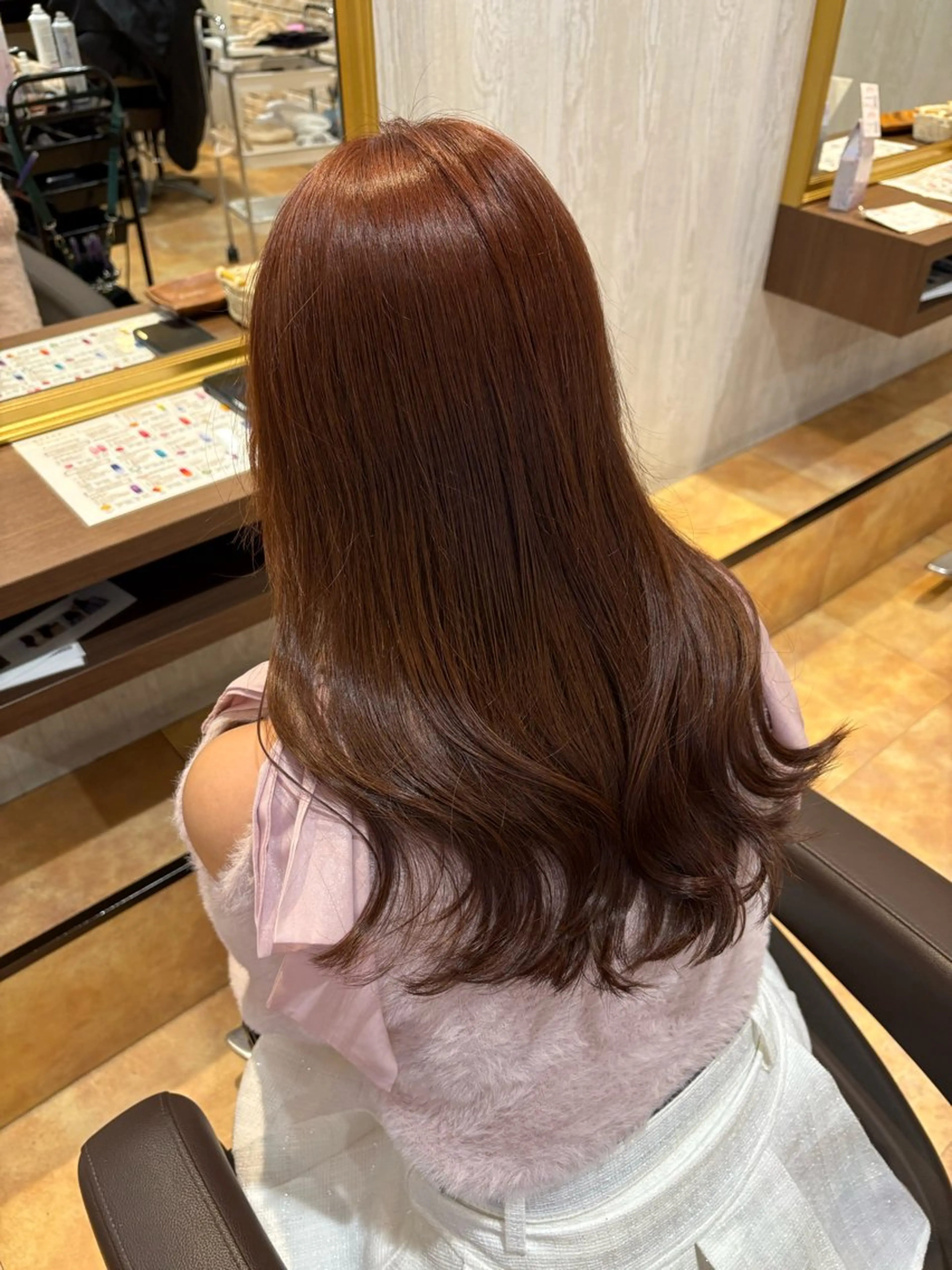 セミロング カラー ベージュカラー ブラウンカラー ピンクカラー ピンクベージュ カット ヘアカラー ブリーチなしWカラー レイヤー/Rickyのヘアスタイル