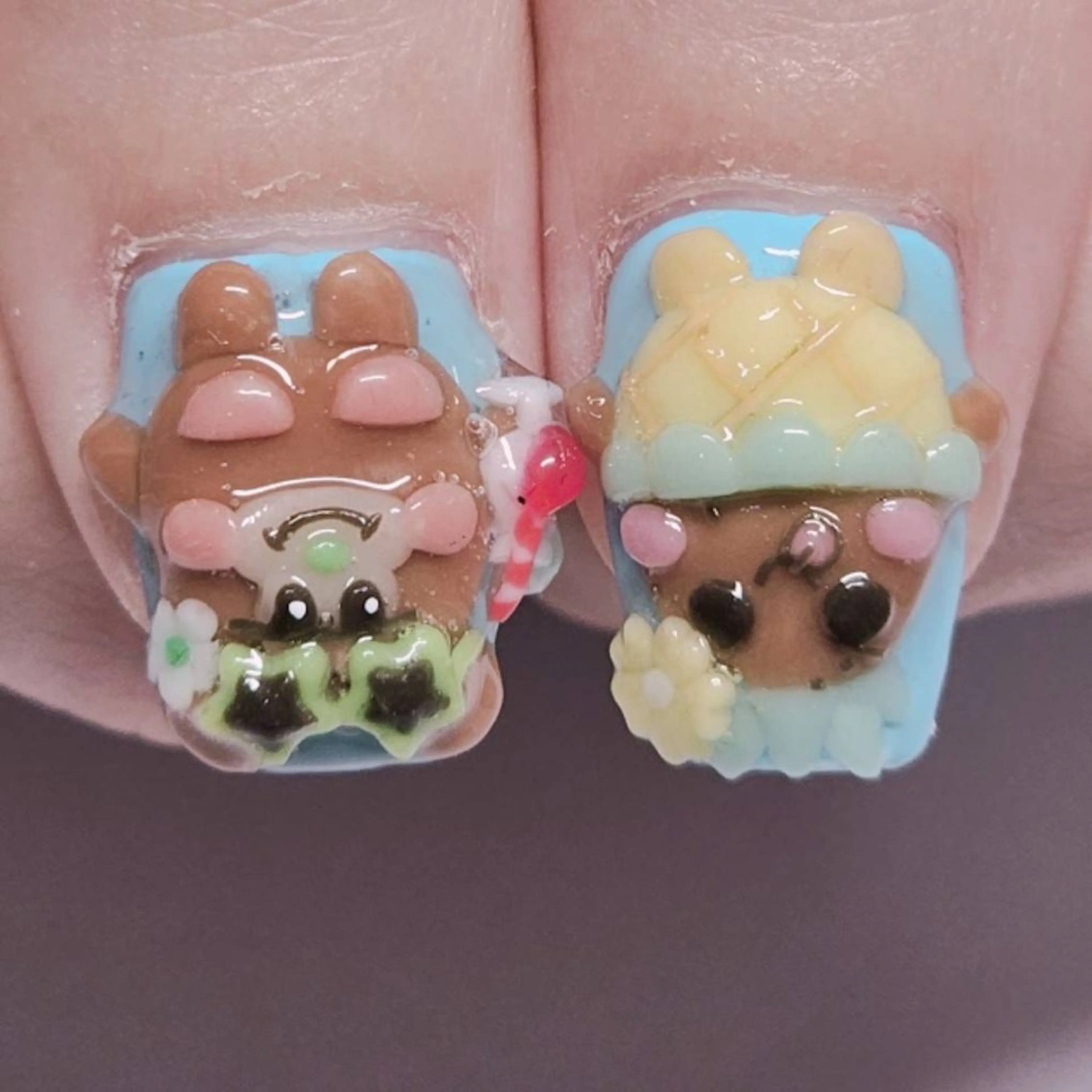 ネイル アートネイル ブルー ラメ(グリッター) パステルネイル シルバー ハンドネイル よしだ ひろきのネイルデザイン