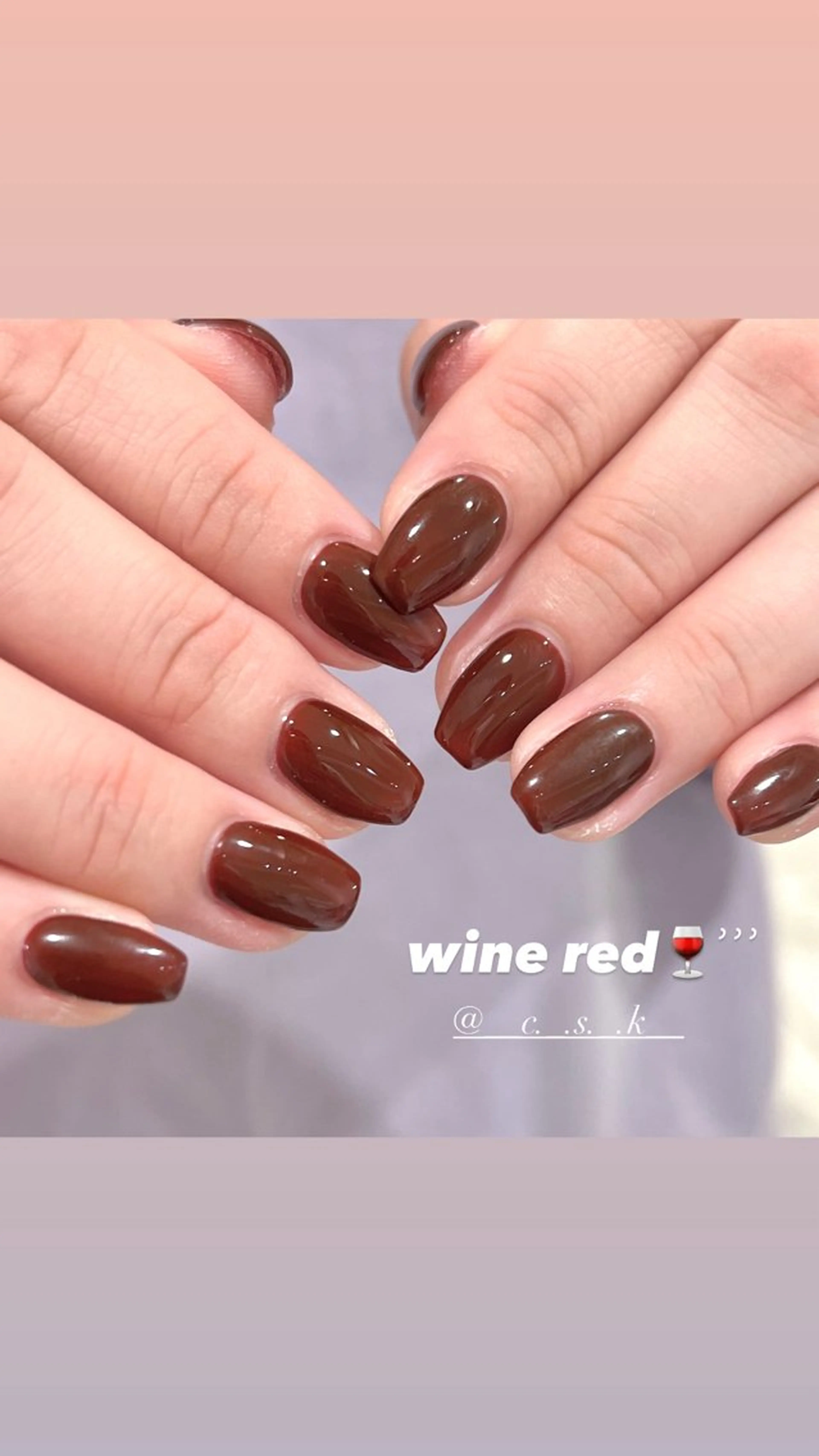 ネイル ボルドー ワンカラーネイル ハンドネイル 🎀チーク/ちゅるん 🫧chisa🎀のネイルデザイン