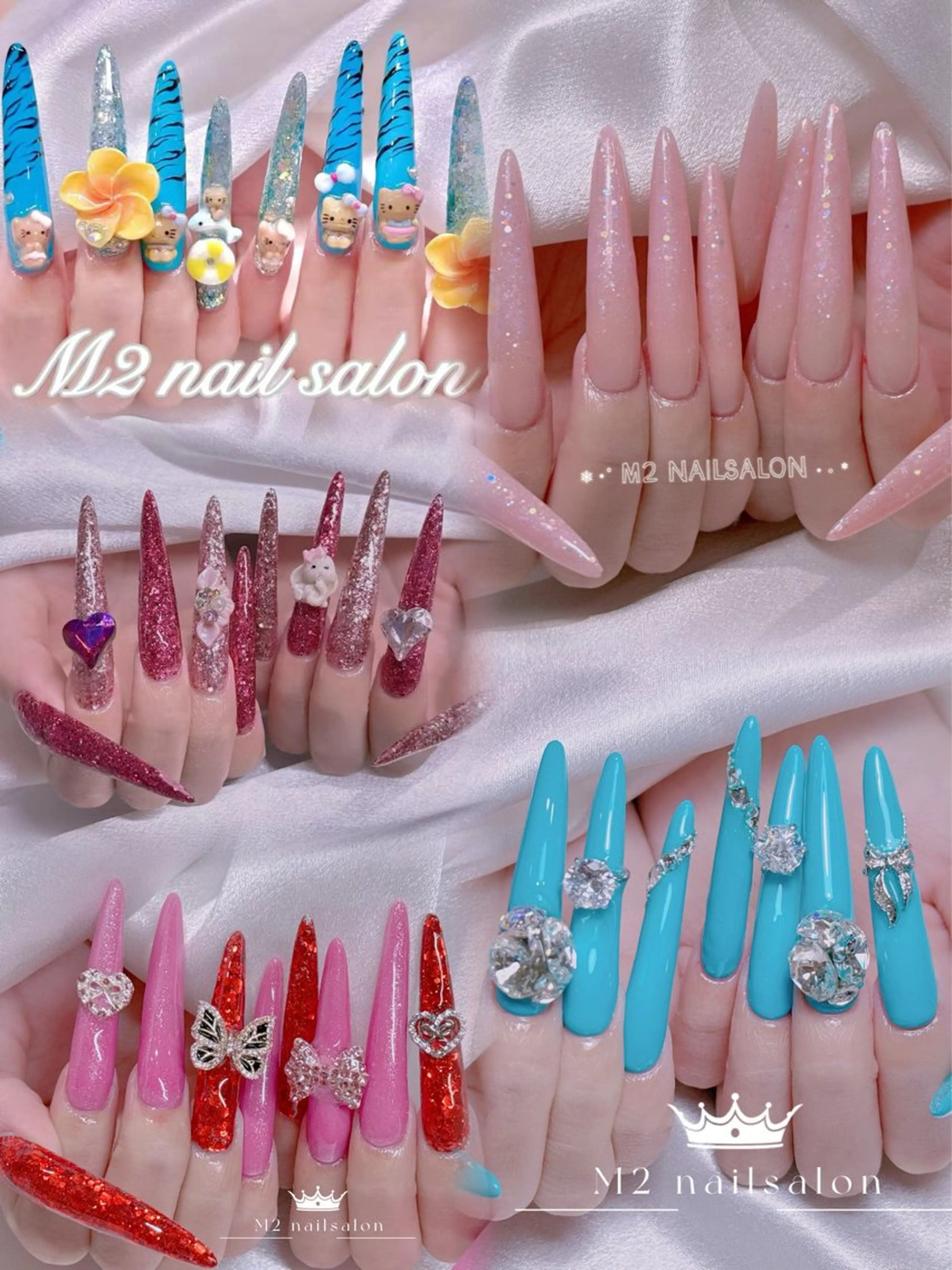 ネイル ロングネイル ハンドネイル 長さだし専門店 M2　rikaのネイルデザイン