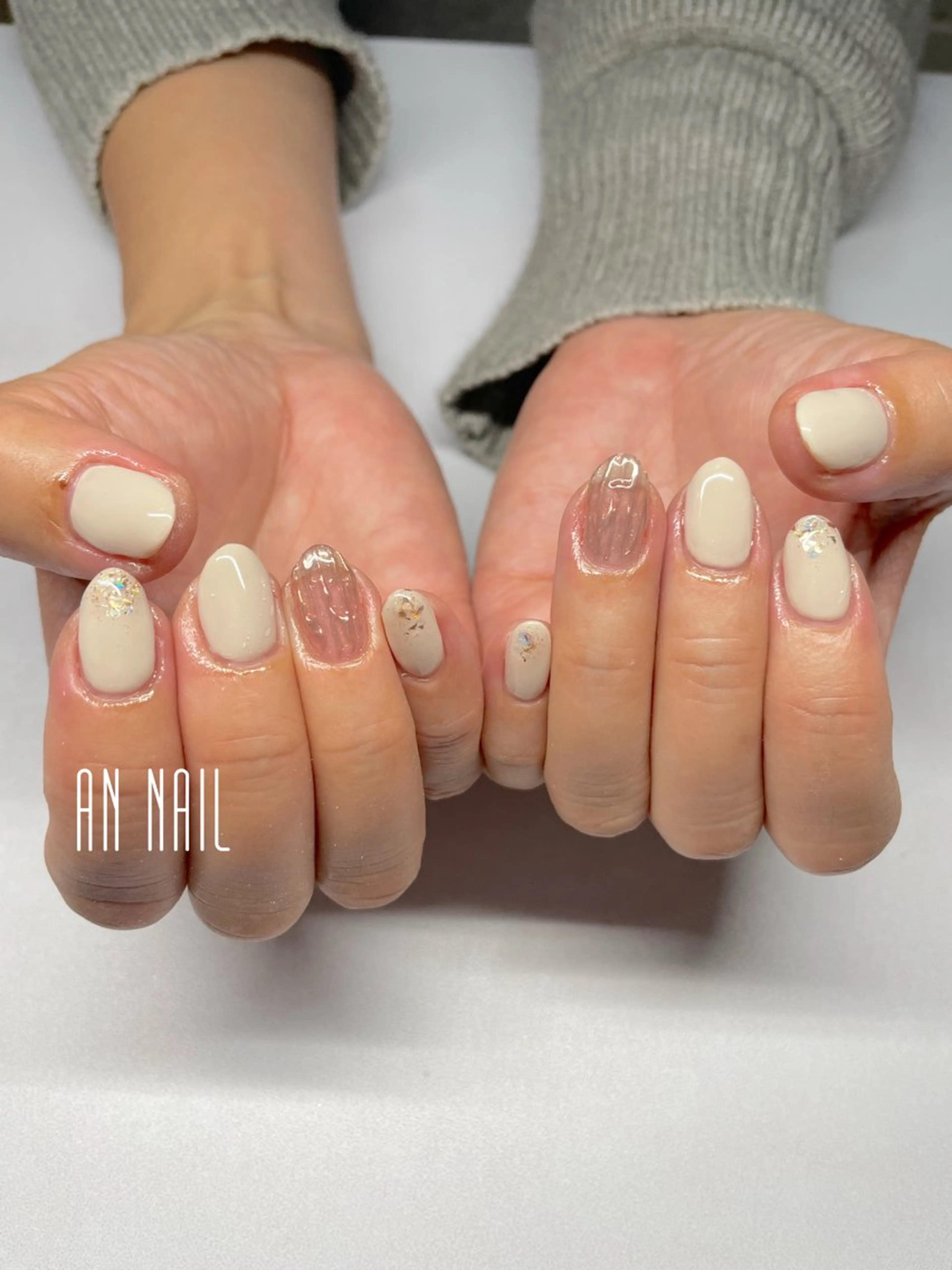 ネイル ニュアンスネイル 冬ネイル ハンドネイル AN Nailのネイルデザイン