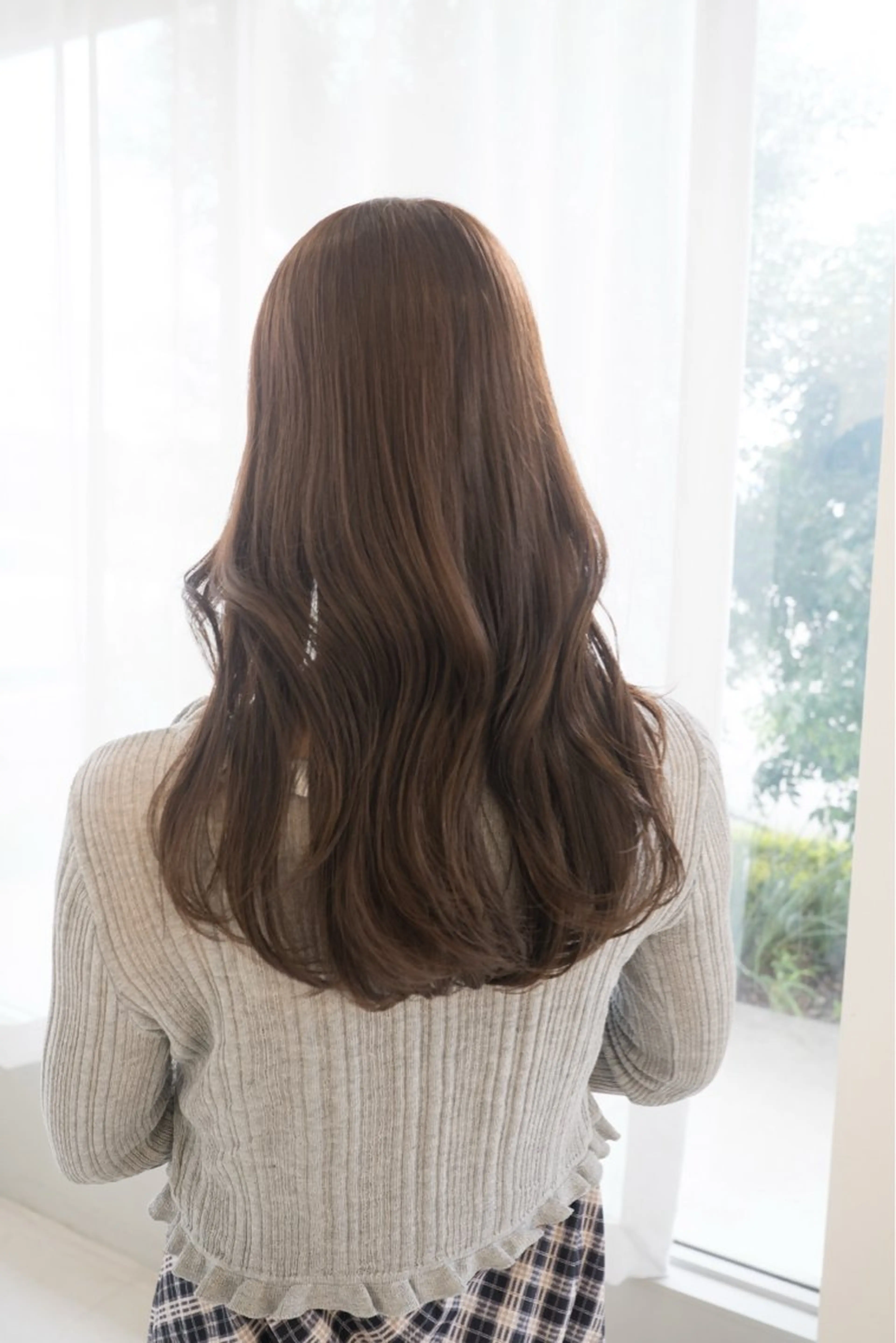 ミディアム チョコレートブラウン カット パーマ 瀬長なおみ U too e'sのヘアスタイル