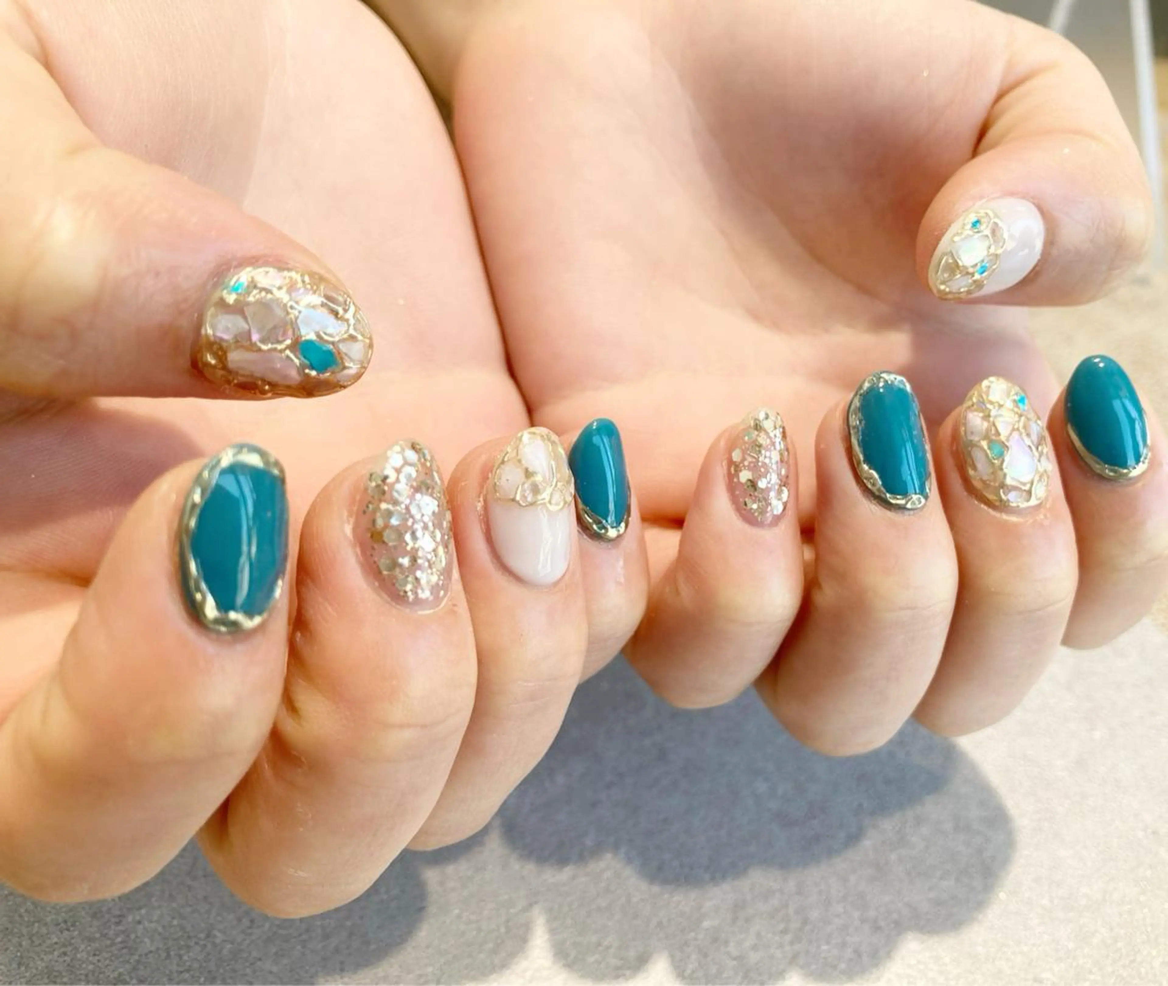 ネイル ブルー ハンドネイル ハンドケア eni. by michのネイルデザイン