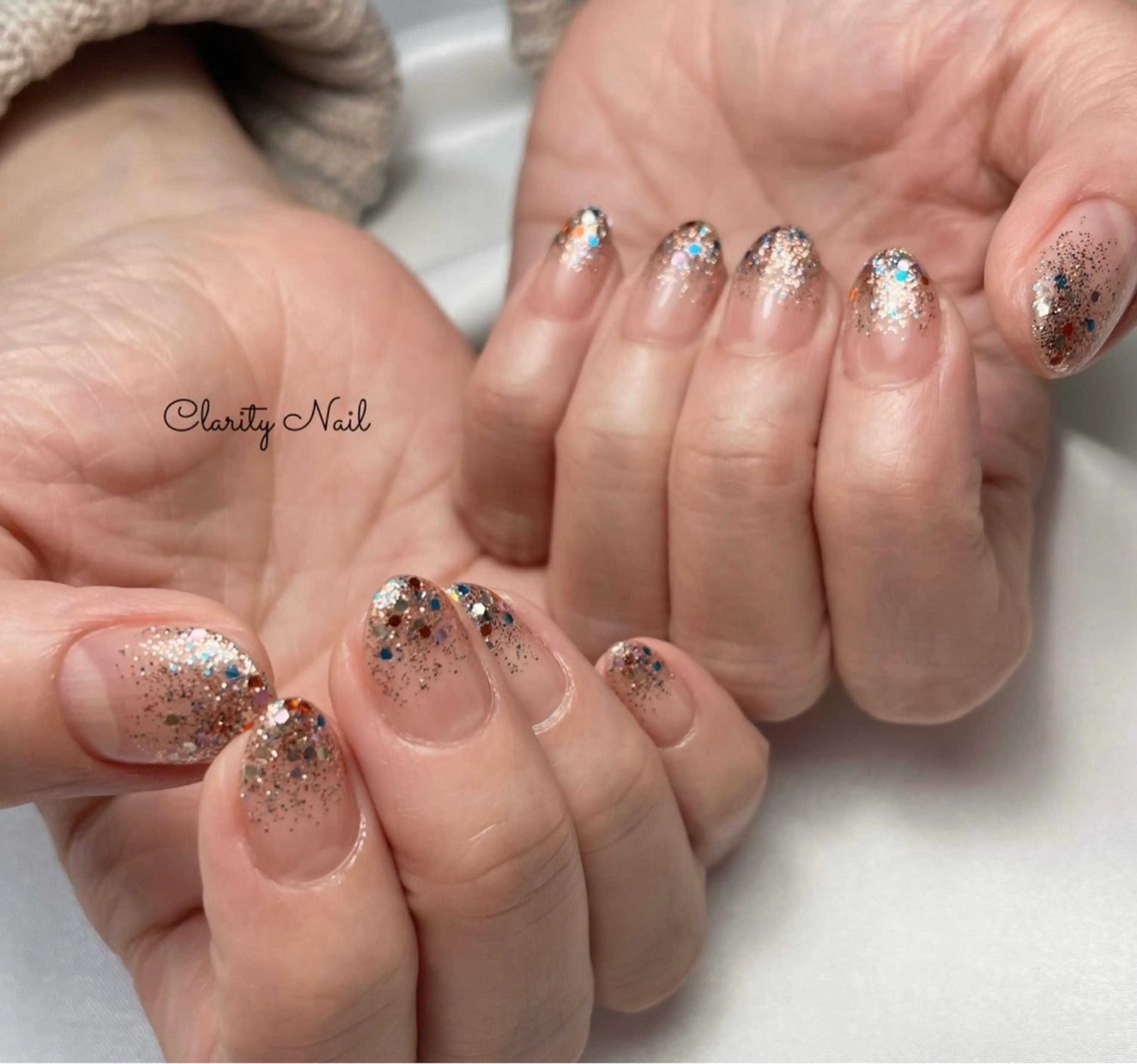 ネイル グラデーション ラメ(グリッター) ラメグラデーション ハンドネイル Clarity Nailのネイルデザイン