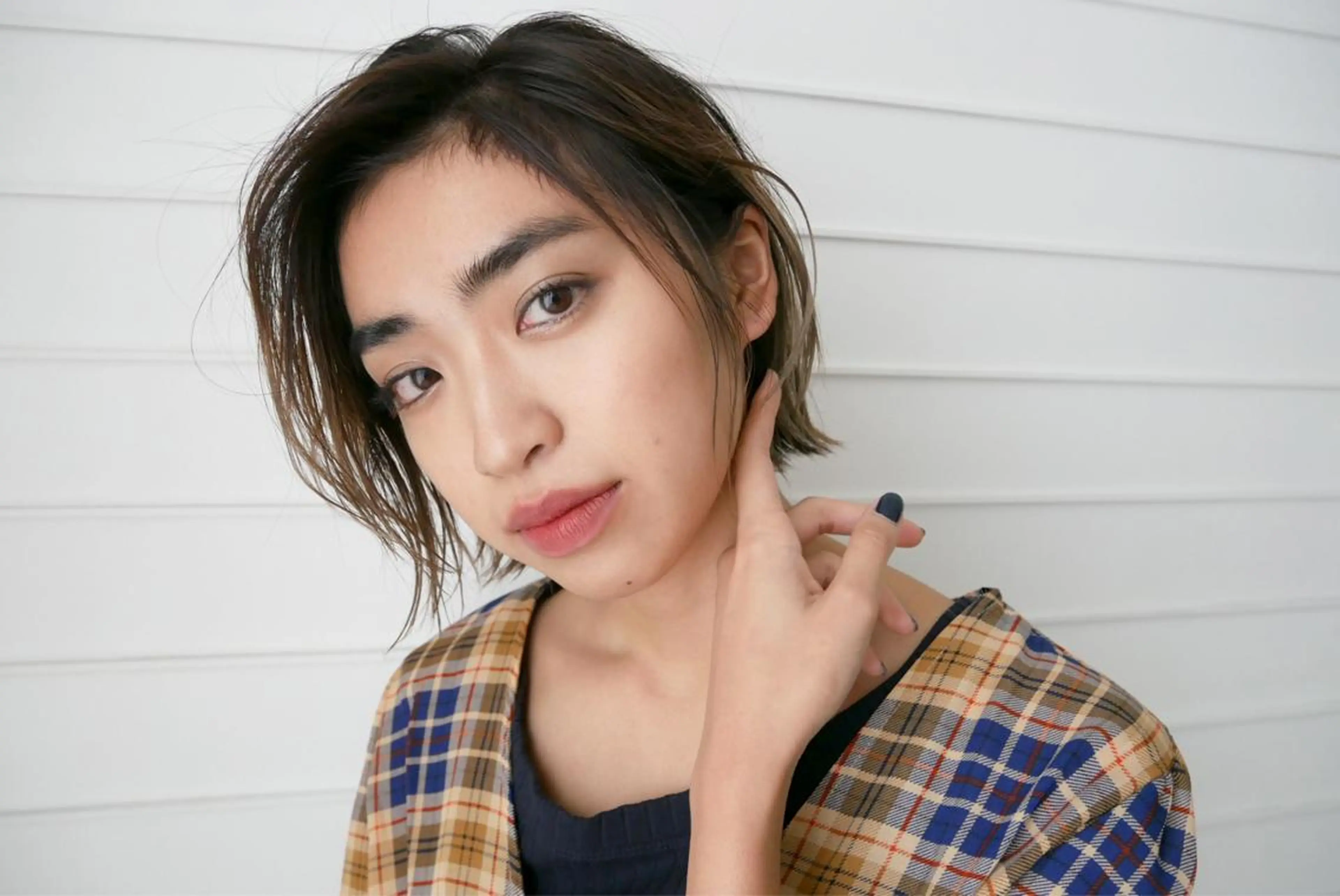 ミディアム 髪質改善ストレート、 カラー清野雄大のヘアスタイル