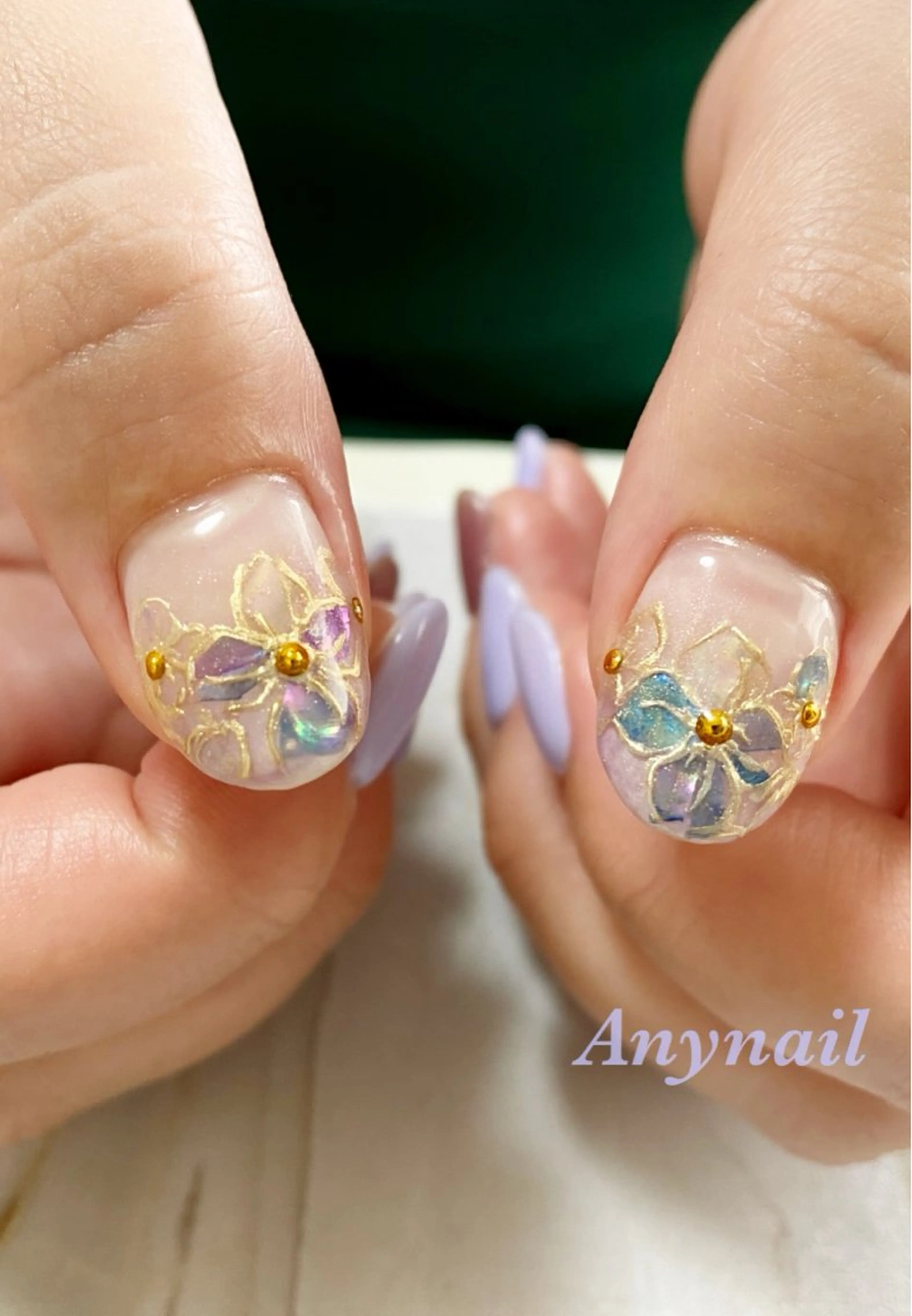 ネイル ブルー ミラーネイル 岩澤 恵子のネイルデザイン