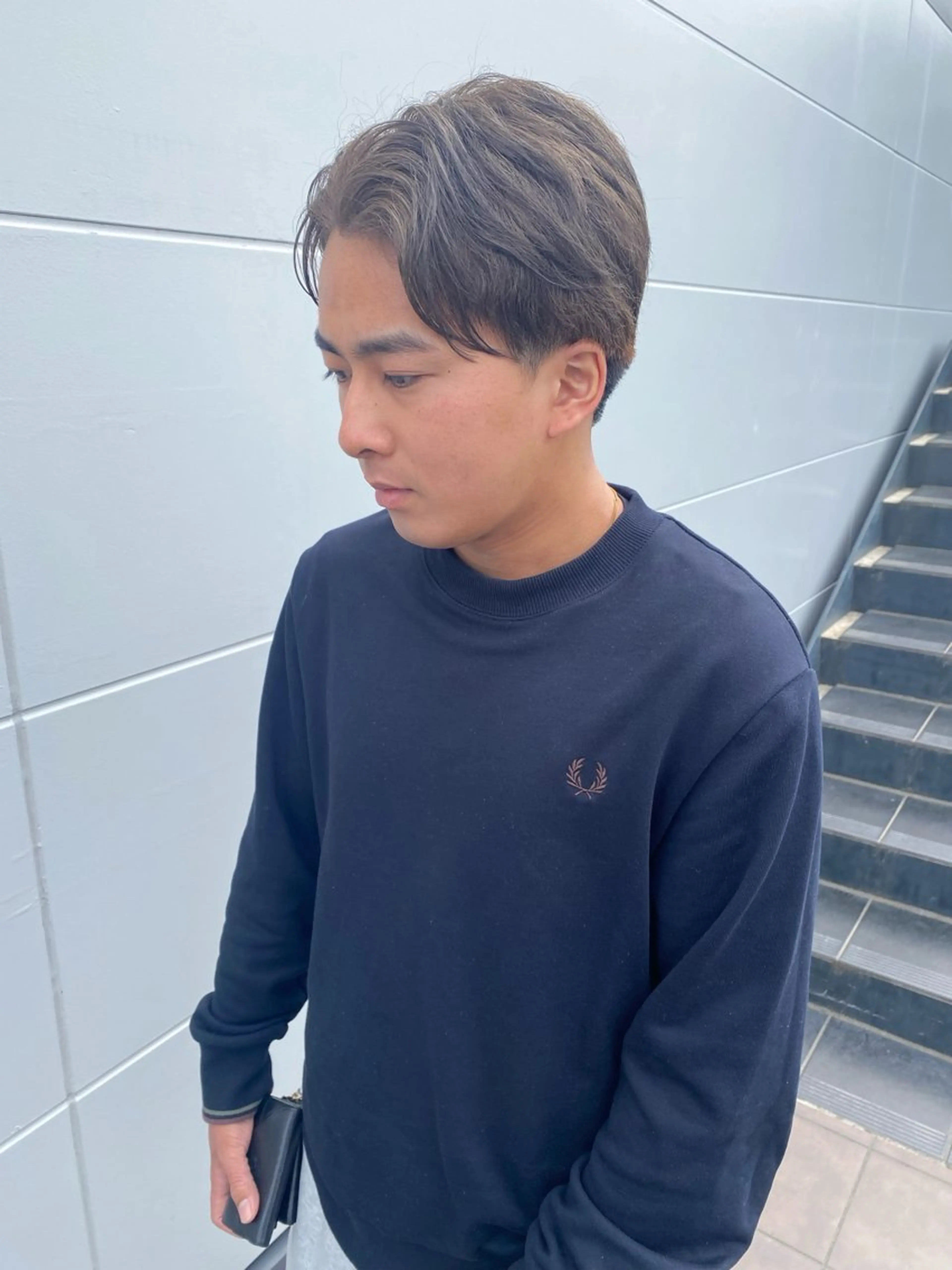 カラー メンズ ベージュカラー オリーブベージュ Emitas.柳通り店所属・山﨑 大暉【ダブルカラー】のヘアスタイル