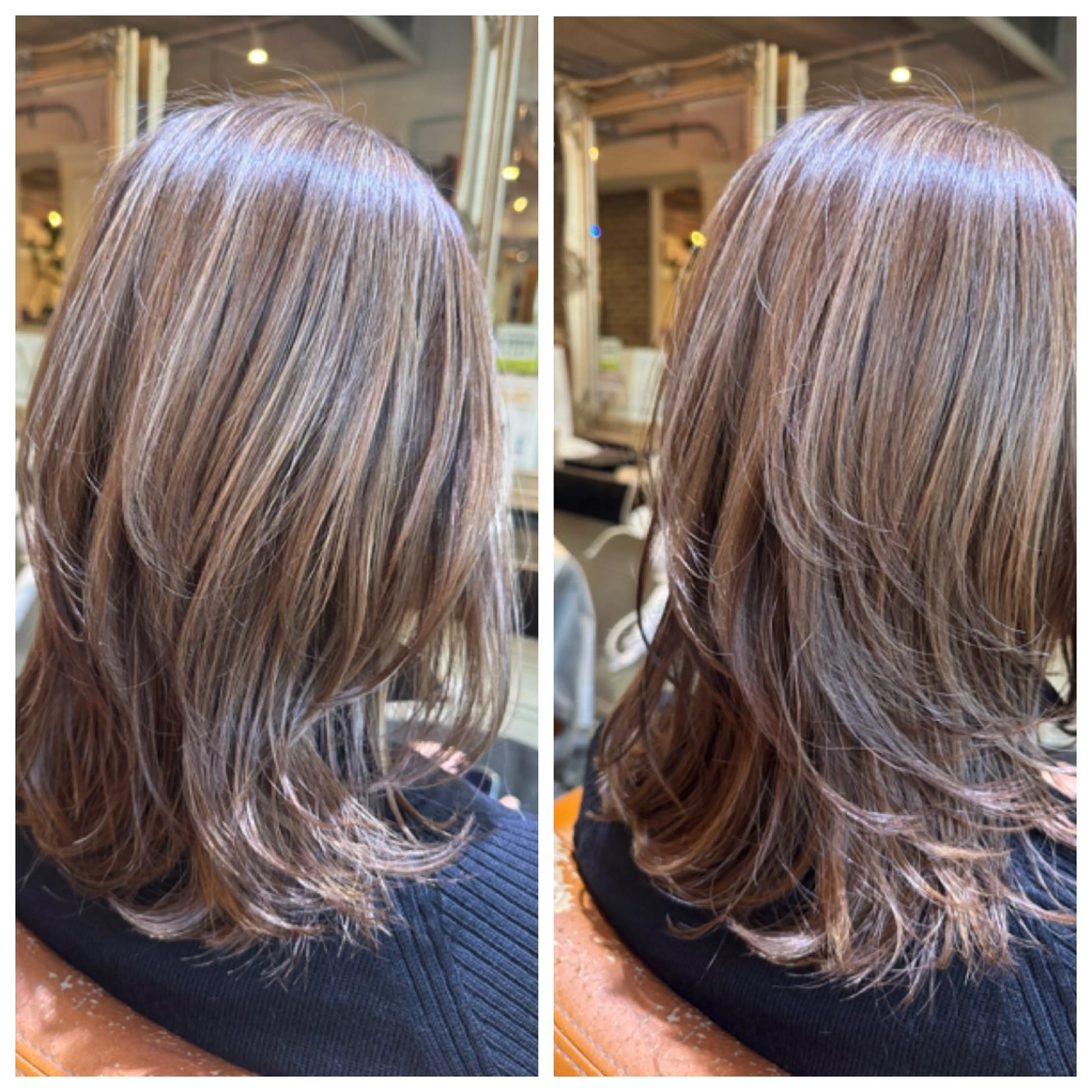 セミロング カラー ハイライトカラー ハイライト レイヤーカット カット ヘアカラー トリートメント ハイライト/インナー /ブリーチ/レイヤーのヘアスタイル