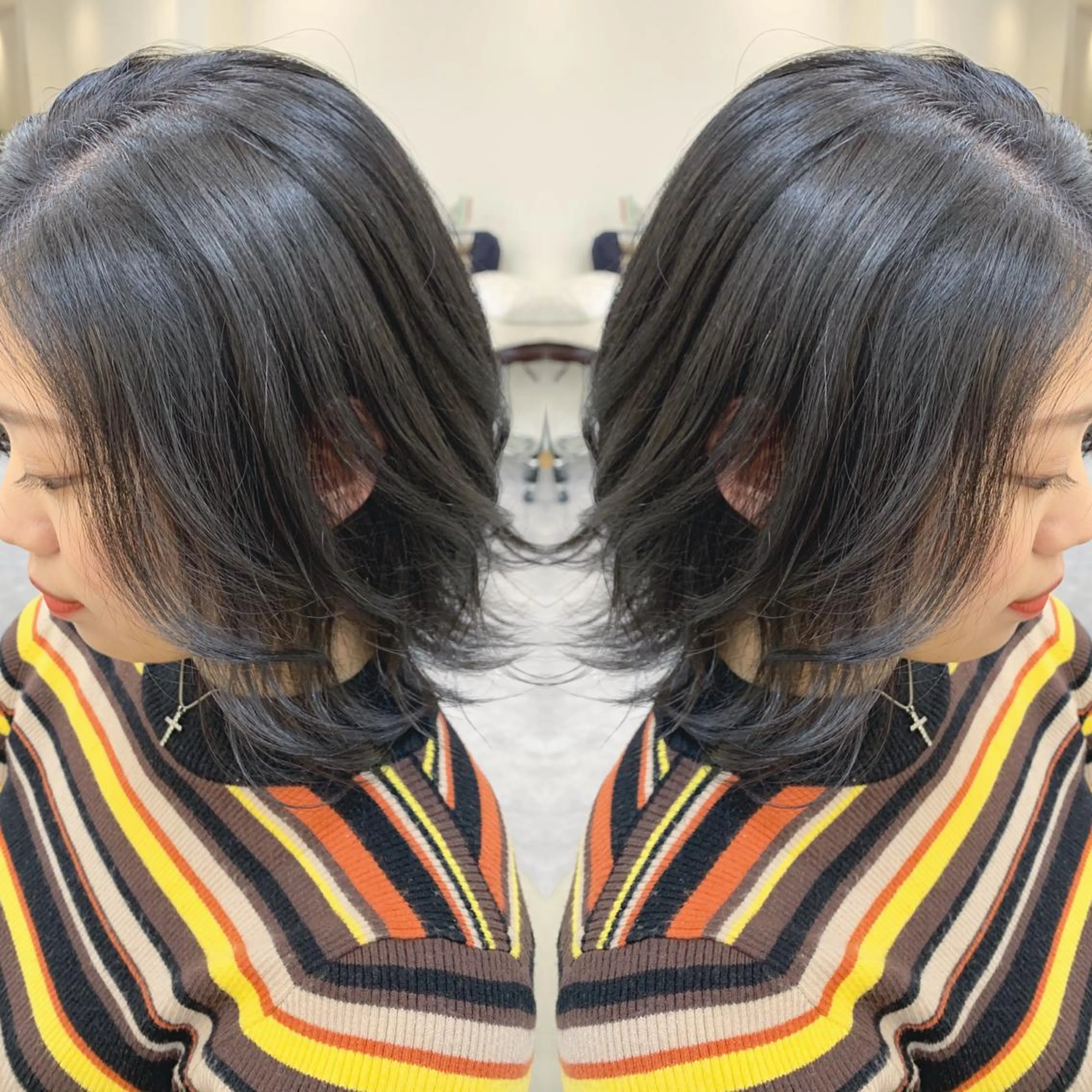 ミディアム ボブ 外ハネヘア カット ヘアカラー H所属・H (エイチ) 烏丸御池店のヘアスタイル