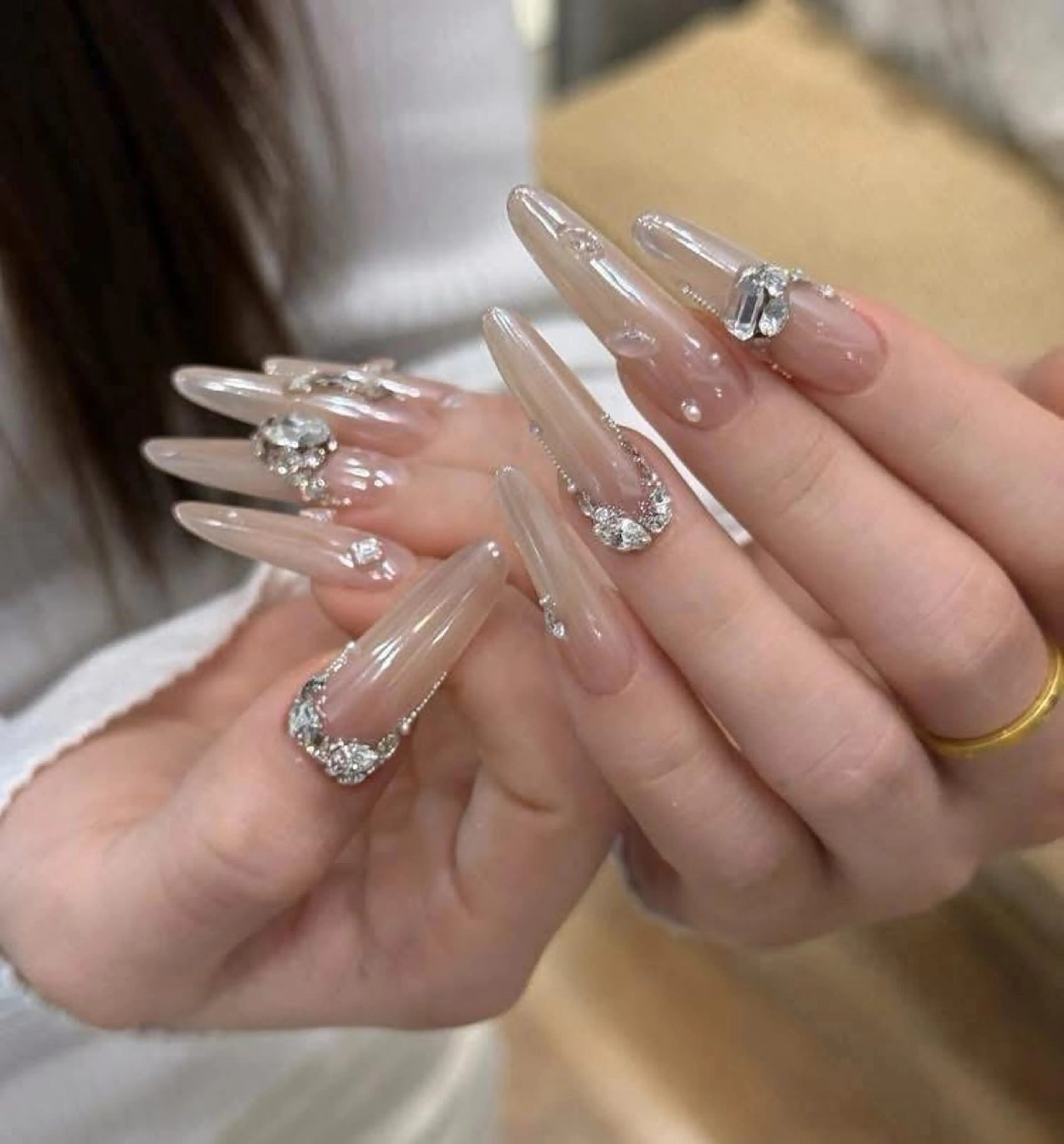 ネイル 長さ出し フレンチネイル グラデーション 卒業式 マグネットネイル ハンドネイル MIHANA ZENのネイルデザイン