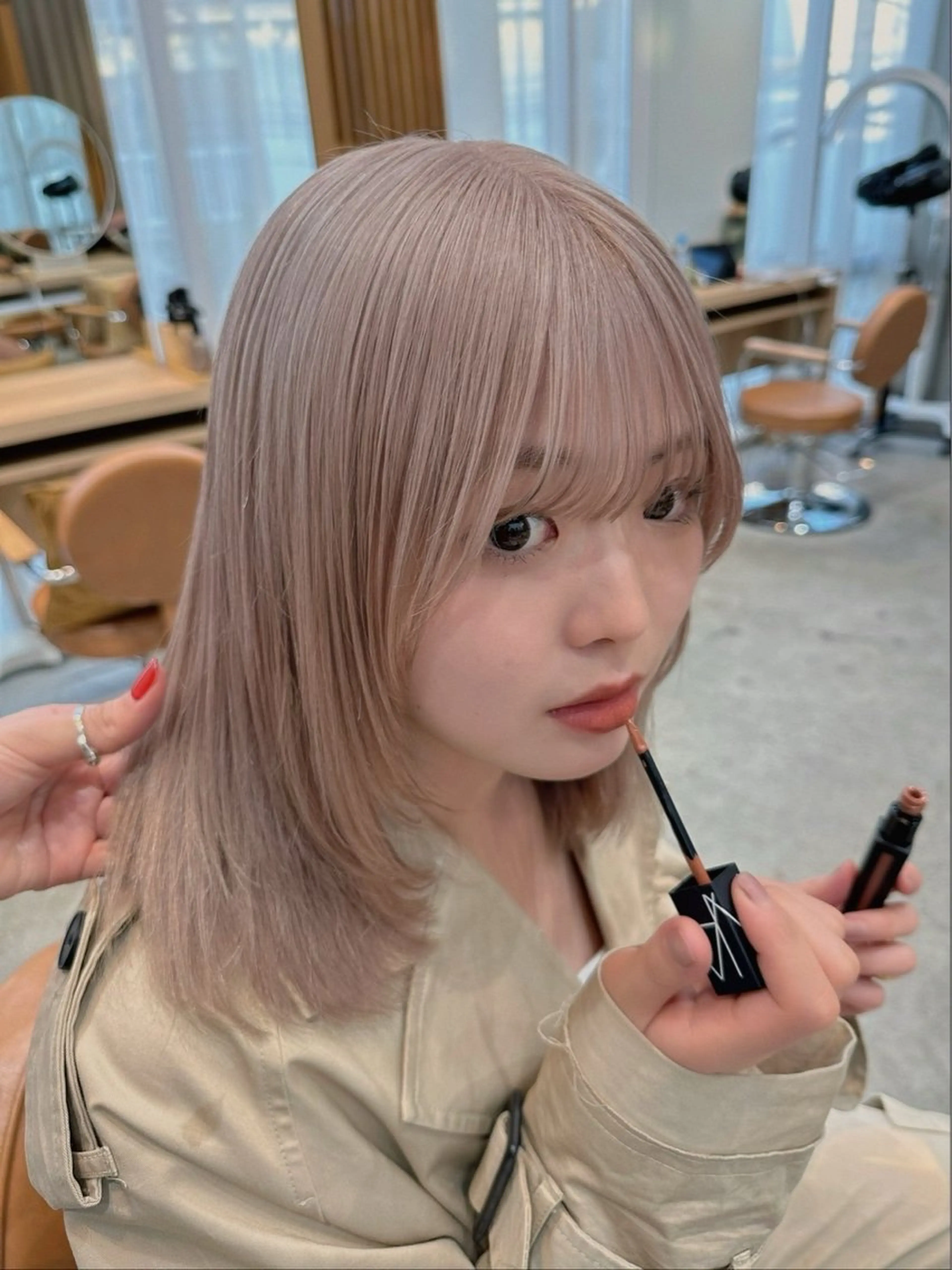 ミディアム カラー カット ヘアカラー トリートメント 顔まわりカット/艶髪 カラー✨けいとのヘアスタイル