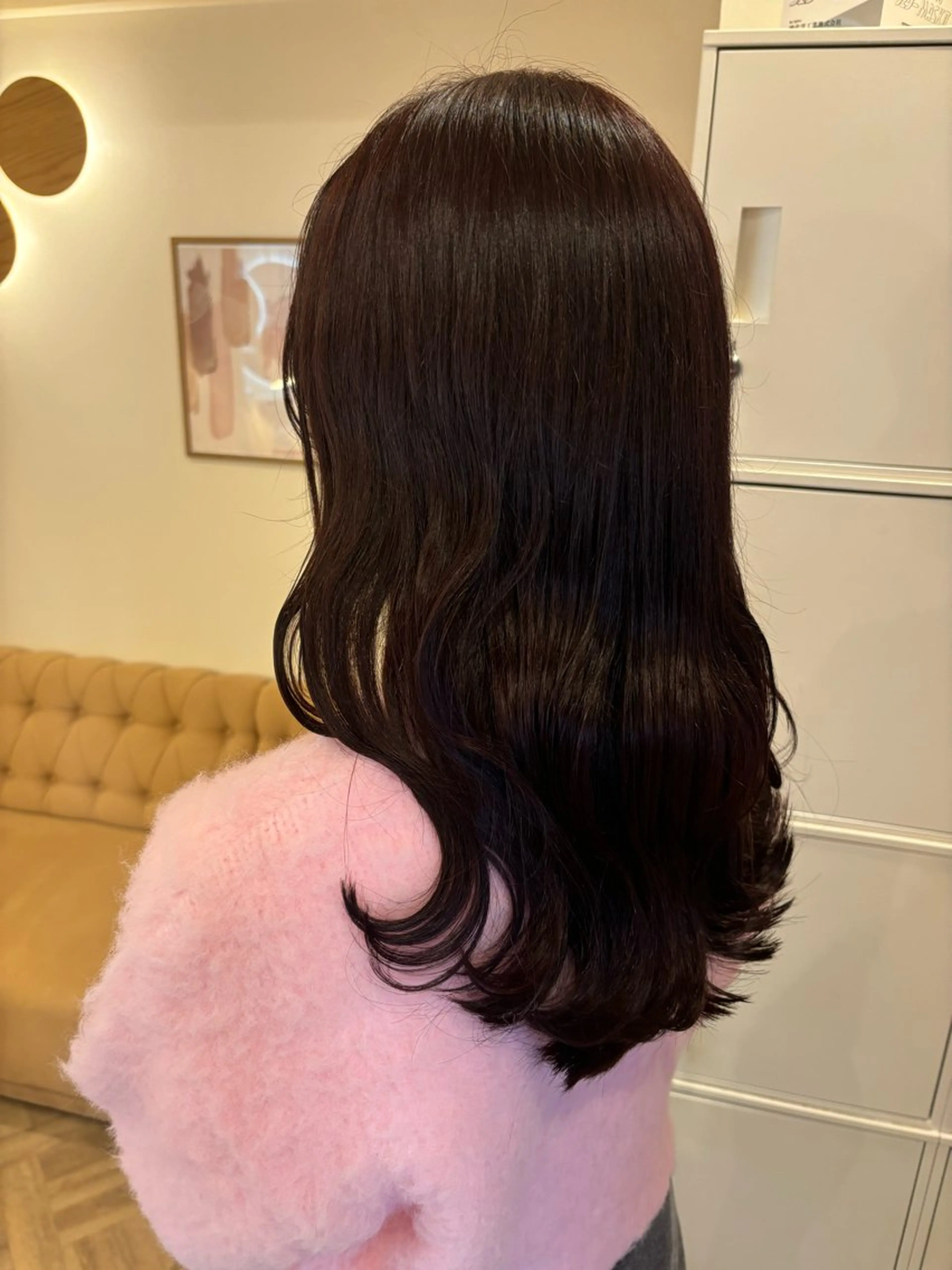 ミディアム カラー ヘアカラー トリートメント ミルクティ/ピンク/ レイヤー/yuriaのヘアスタイル