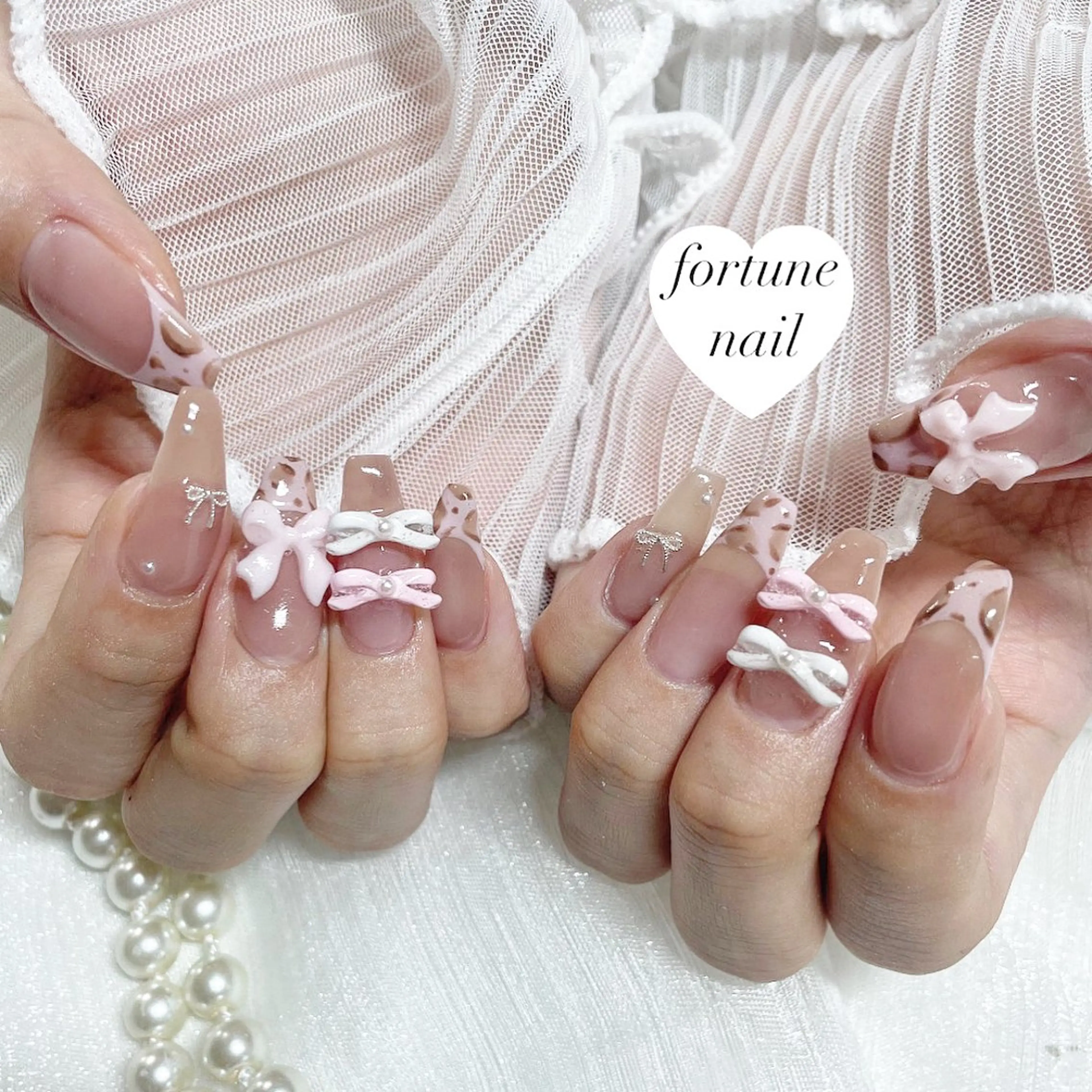 ネイル アニマル柄 リボン ハンドネイル ☆saori ☆のネイルデザイン