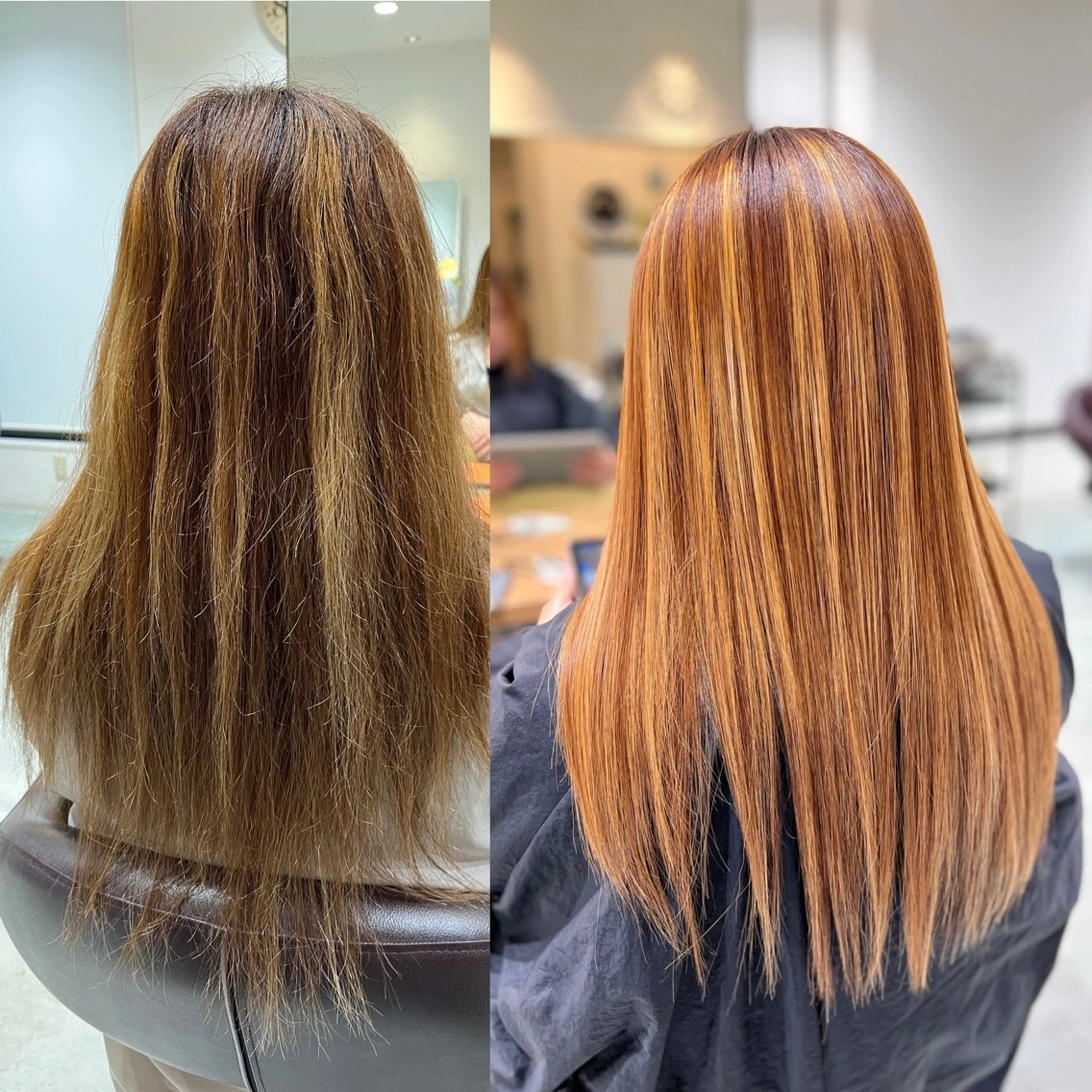 ロング パーマ ハイライト 縮毛矯正 Aile所属・酸性ストレート／カラ ー/山下高明のヘアスタイル