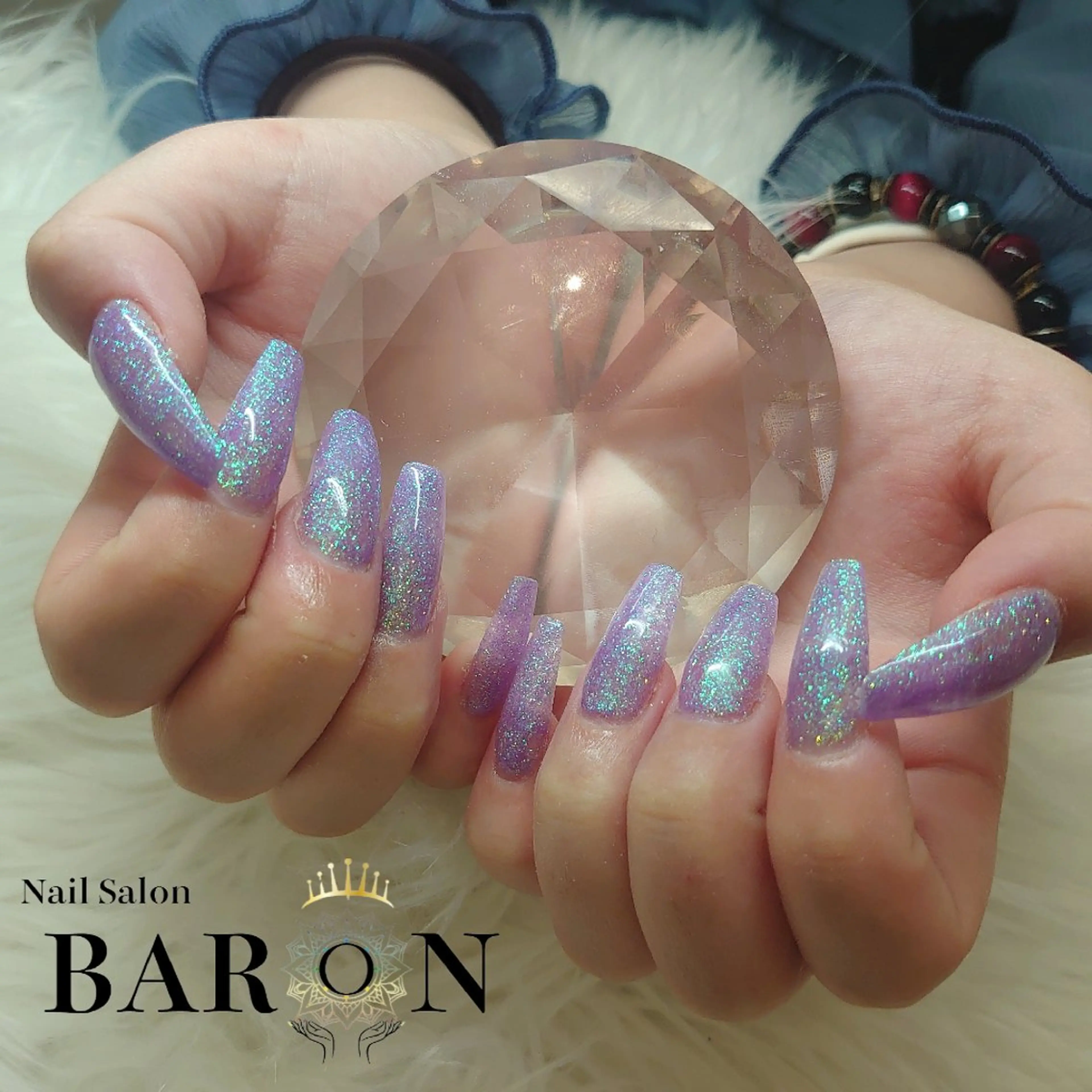 ネイル ラメ(グリッター) ワンカラーネイル スカルプネイル ♛BARON♛ AOIのネイルデザイン