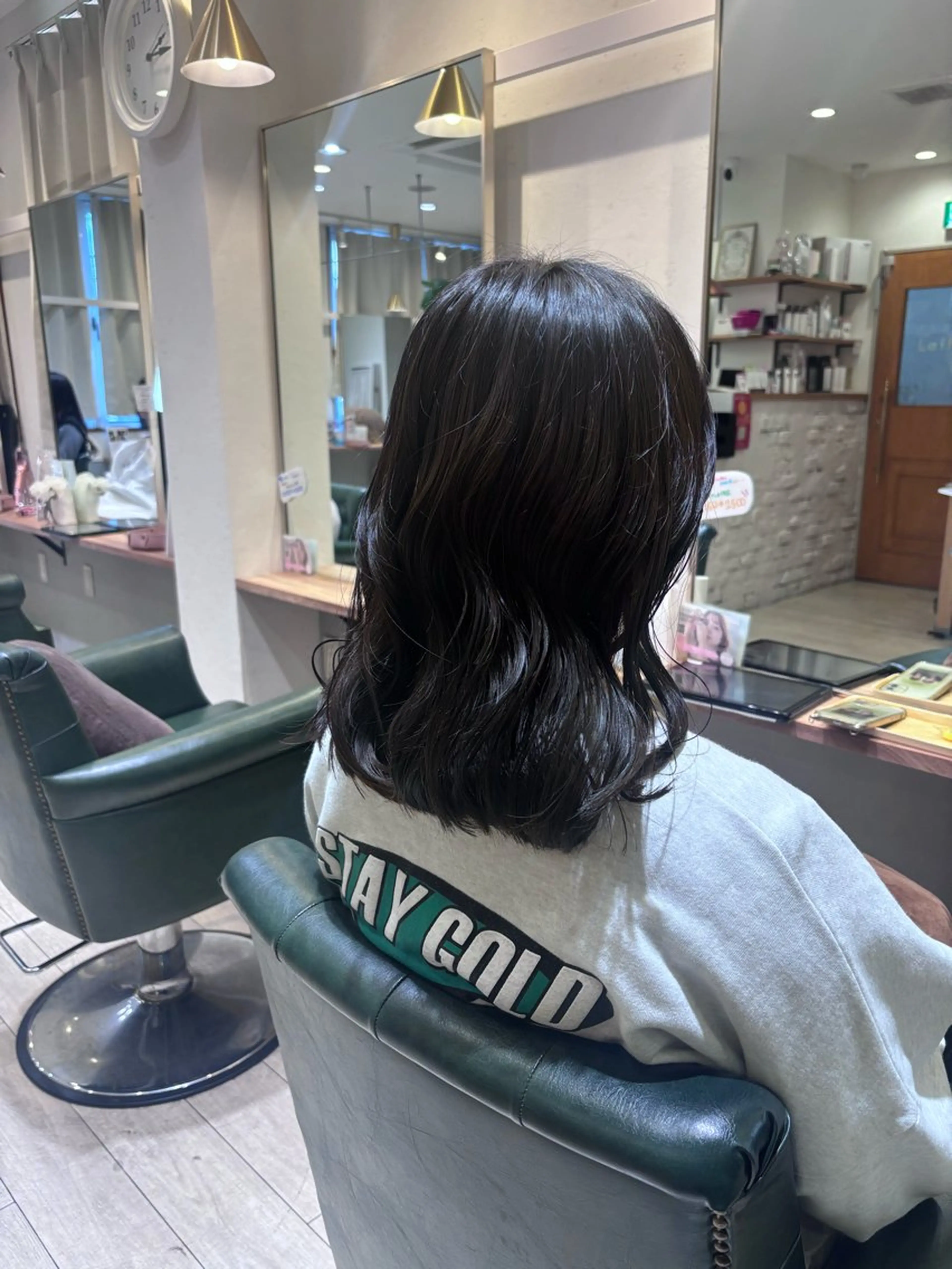 ミディアム カット ヘアカラー laffin❁ななみ /パーマスタイルのヘアスタイル