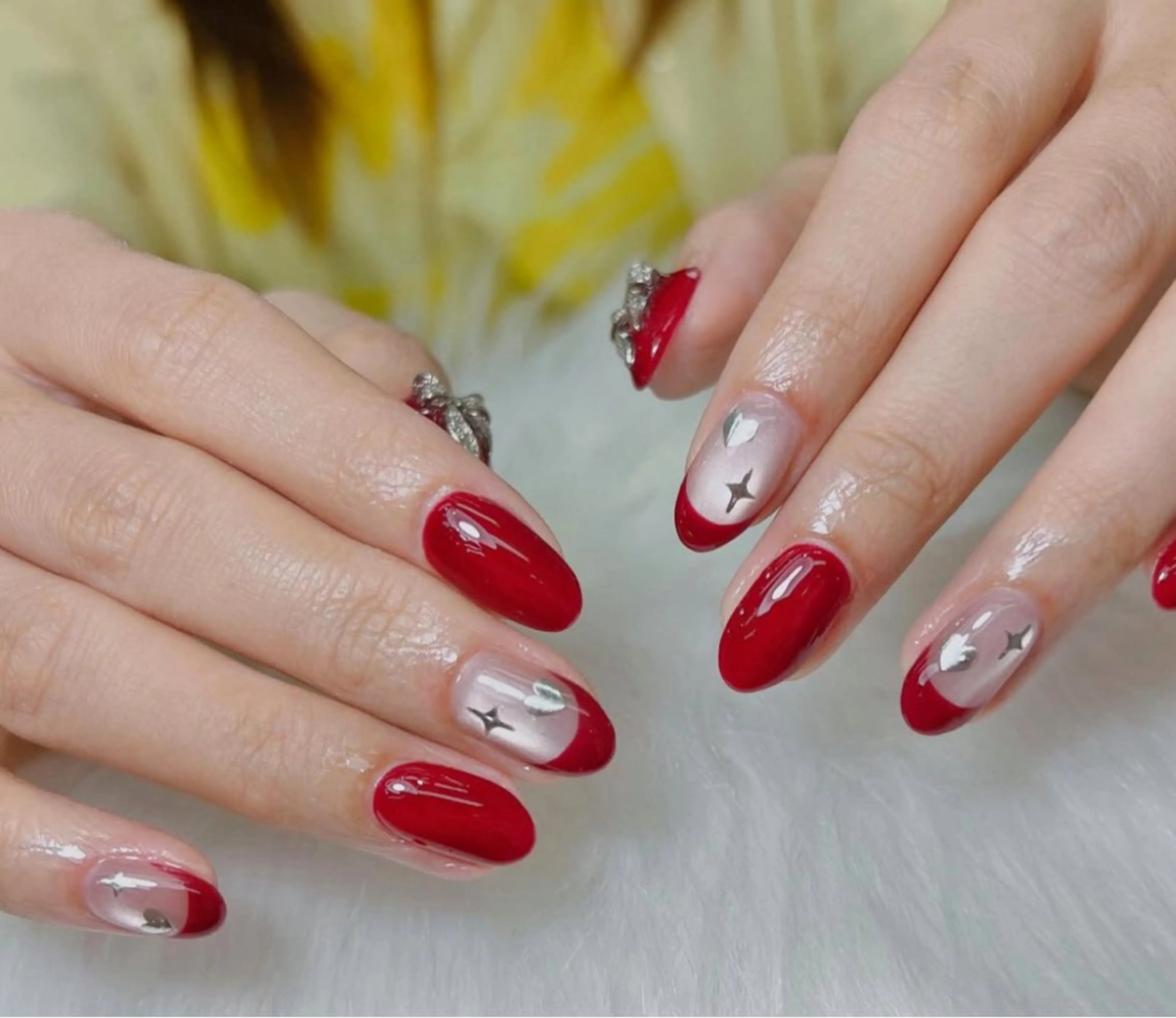 ネイル フレンチネイル キラキラネイル 水色 マグネットネイル ミラーネイル Lina nail所属・Luna 池袋のネイルデザイン