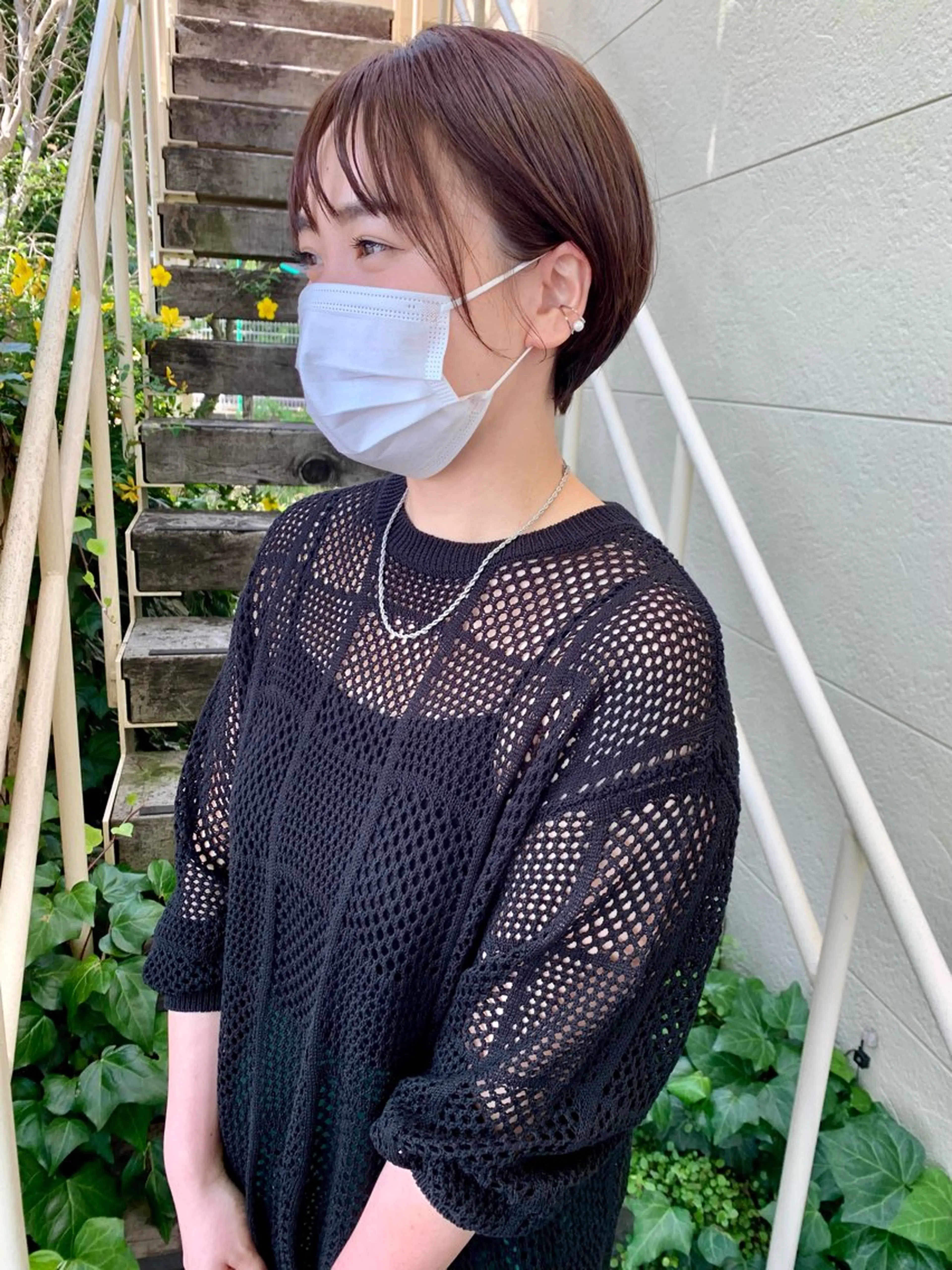 ショート カラー ショートボブ ブラウンカラー ピンクカラー ピンクブラウン ボブ カット ヘアカラー 荒島 由佳のヘアスタイル