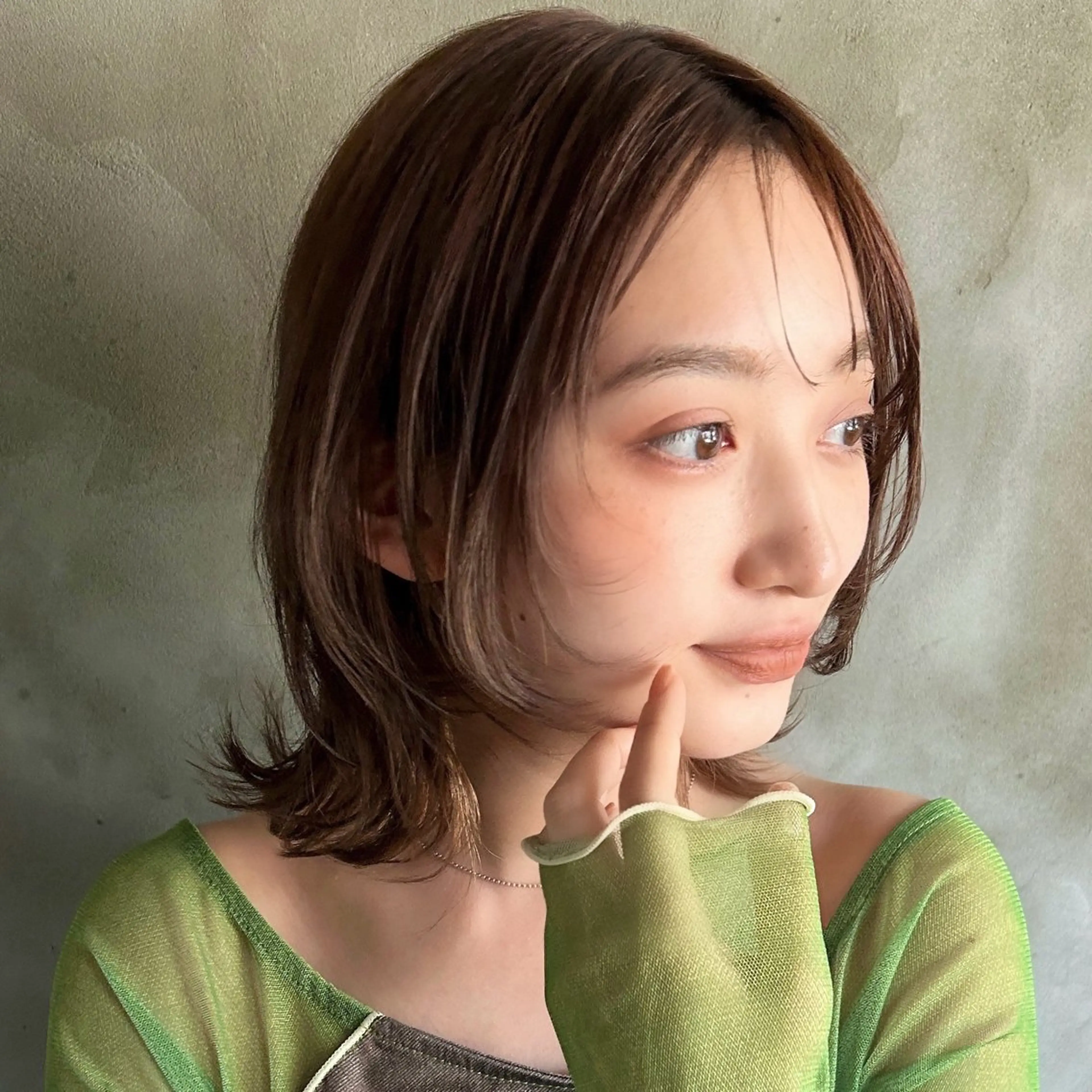 ミディアム ボブ レイヤーカット ウルフカット ウルフボブ ウルフレイヤー enne hair&organic所属・🌟髪質改善メテオ カラーenne🫧のヘアスタイル