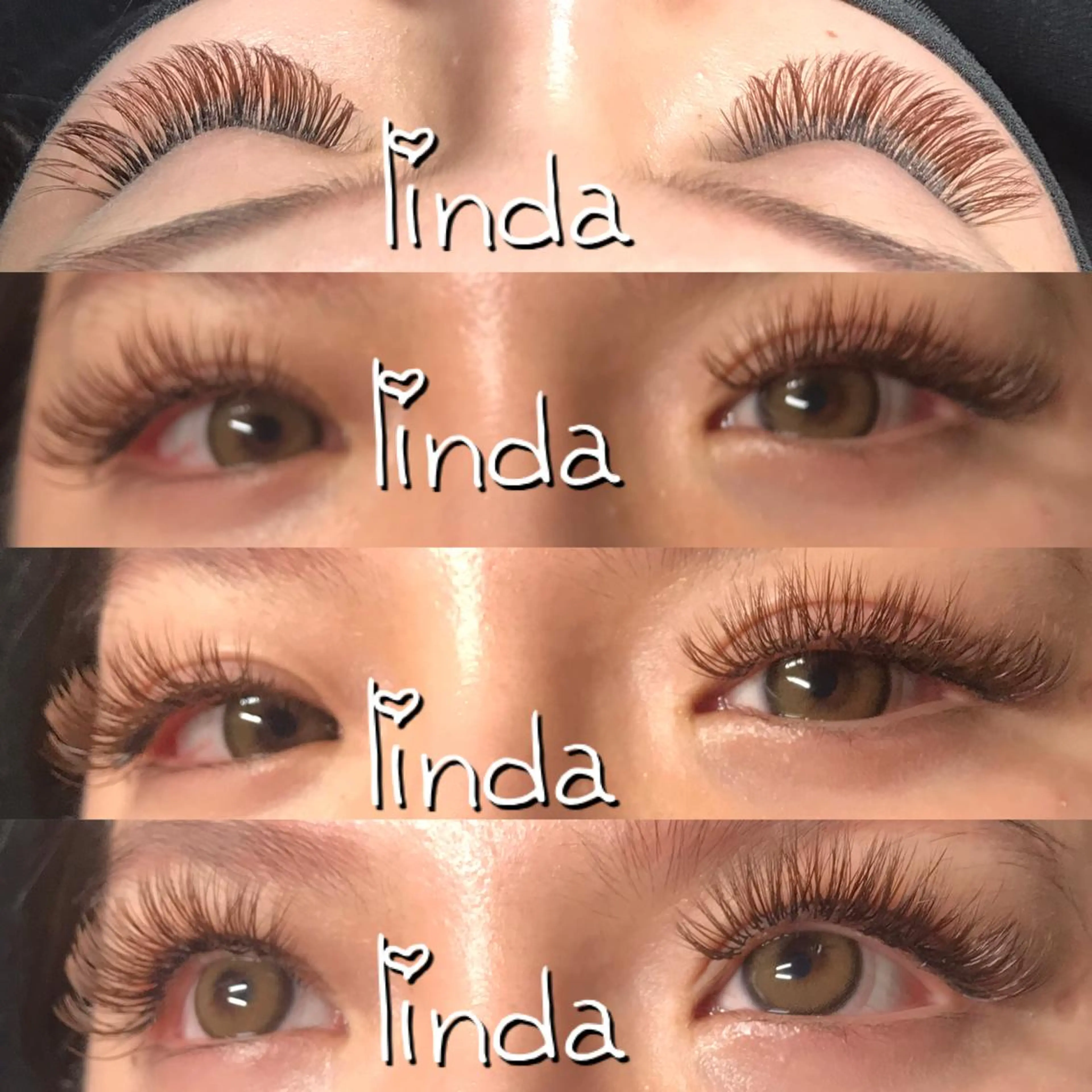 マツエク・マツパ 付け放題 カラーマツエク ボリュームラッシュ linda lashesのマツエク・マツパデザイン