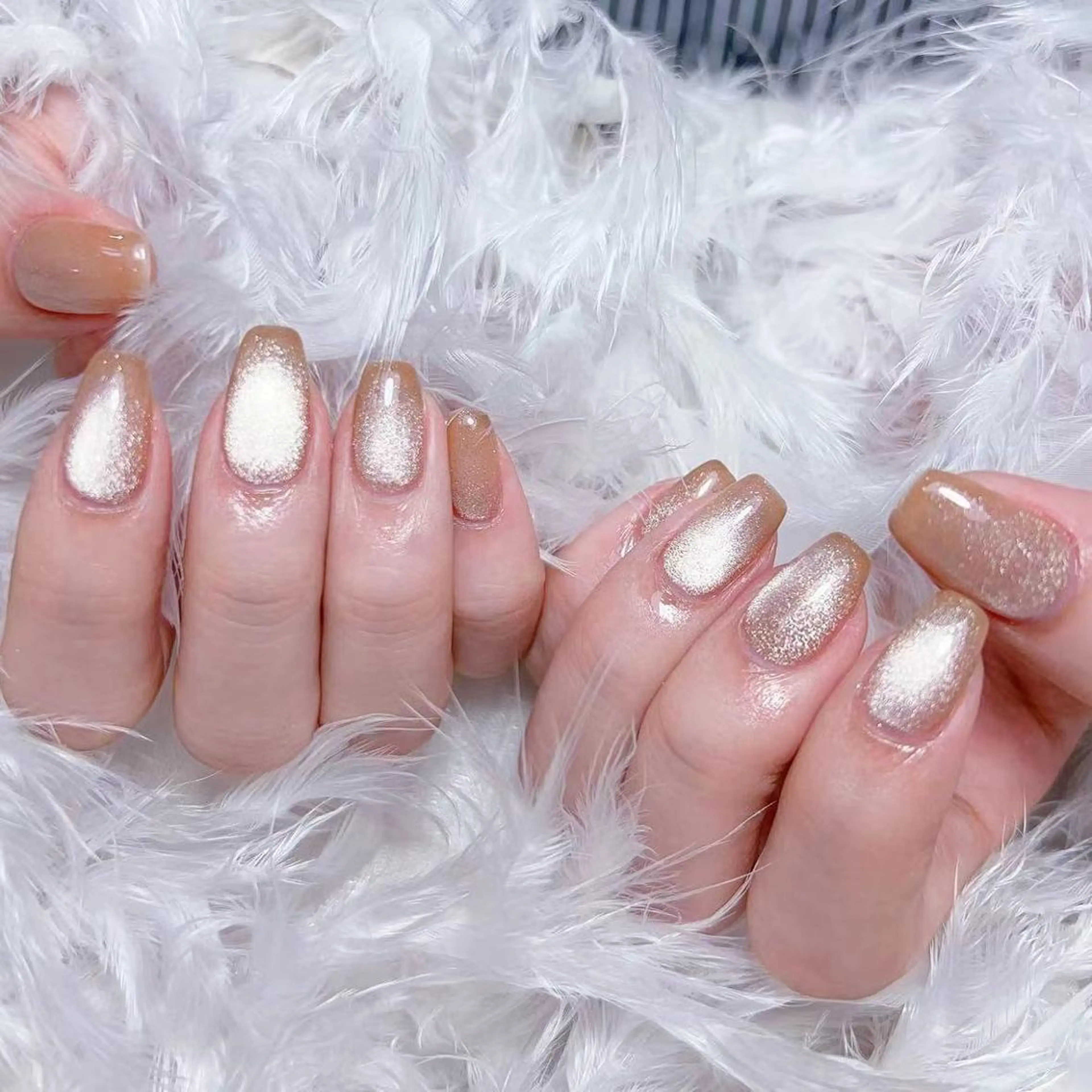 ネイル アートネイル オーロラネイル ガーリー キラキラネイル マグネットネイル diamond ♥のネイルデザイン