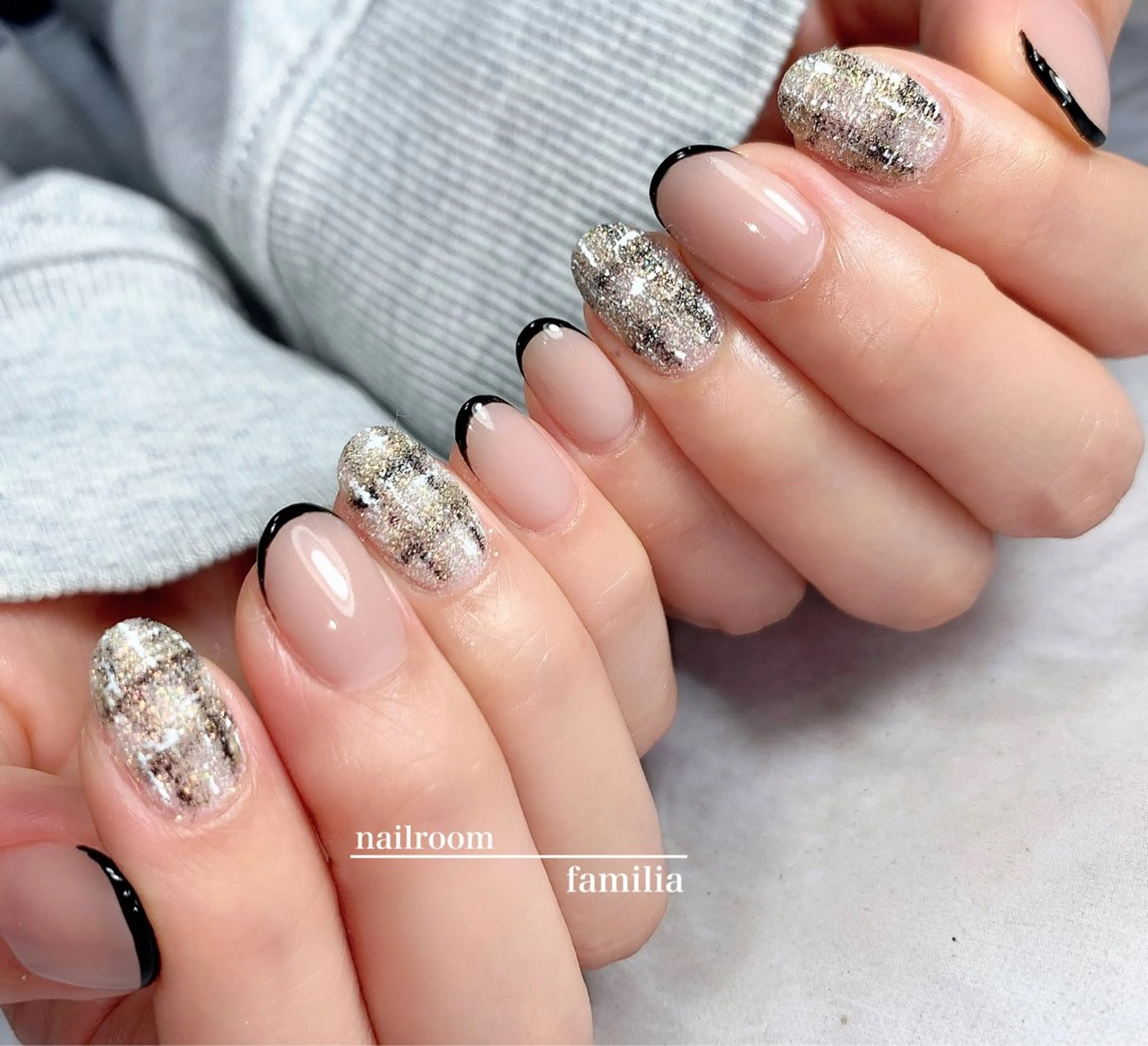 ネイル フレンチネイル ツイードネイル -nailroom- familiaのネイルデザイン