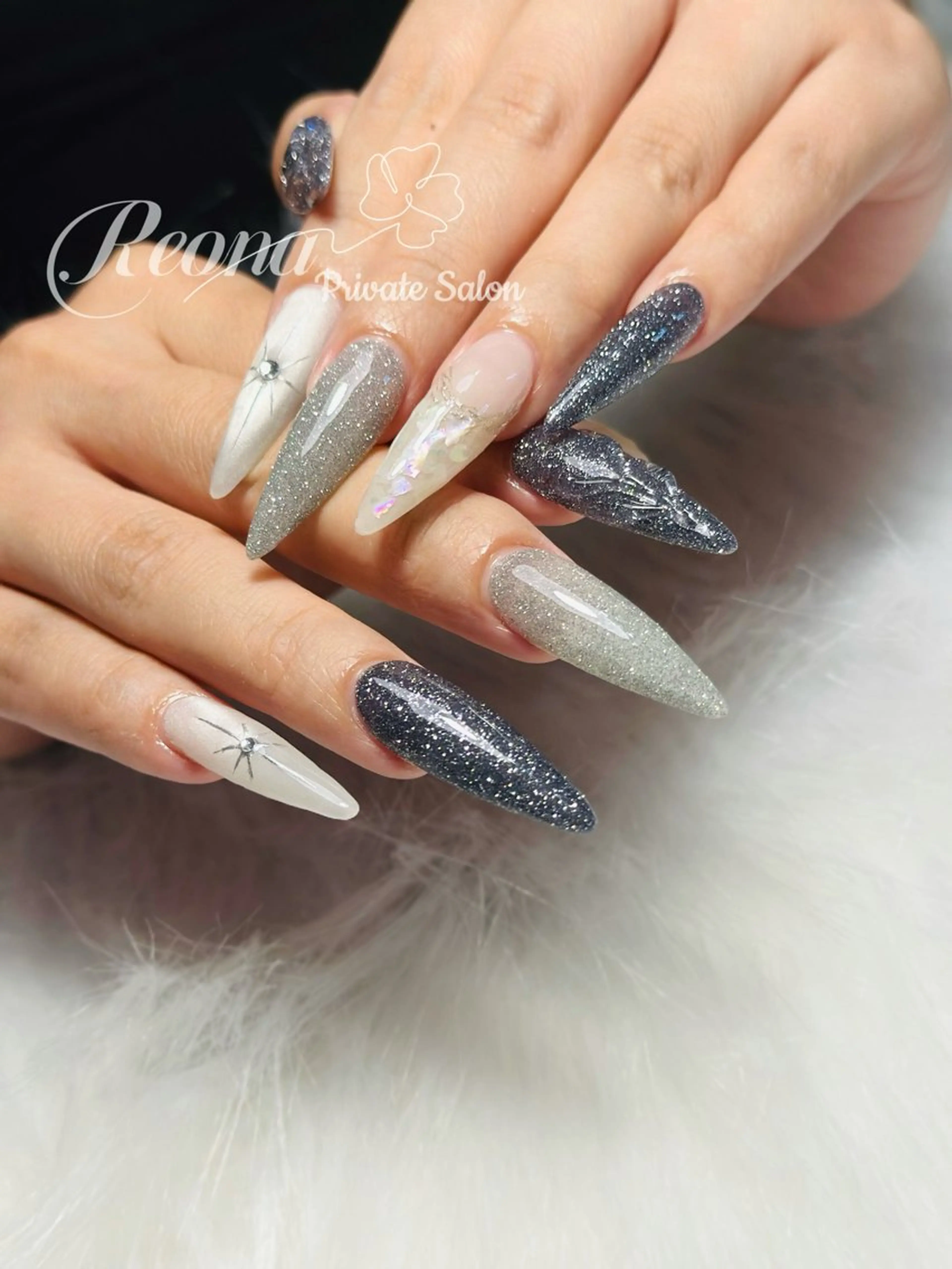 ネイル 長さ出し ジェルネイル ハート マグネットネイル ミラーネイル ハンドネイル Reona nail所属・Reona Nailのネイルデザイン