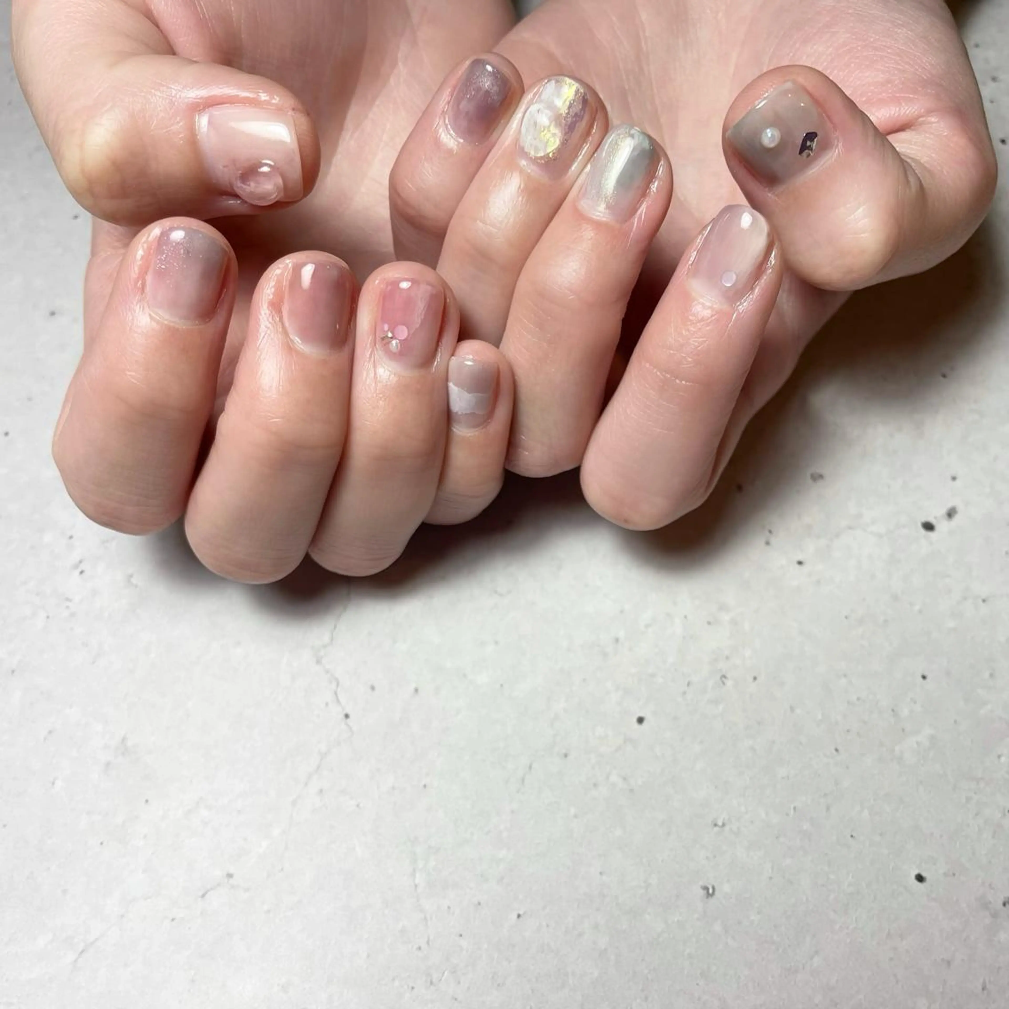 ネイル 氷ネイル・うるうるネイル キラキラネイル ハンドネイル kanako nail所属・popolina kanakoのネイルデザイン