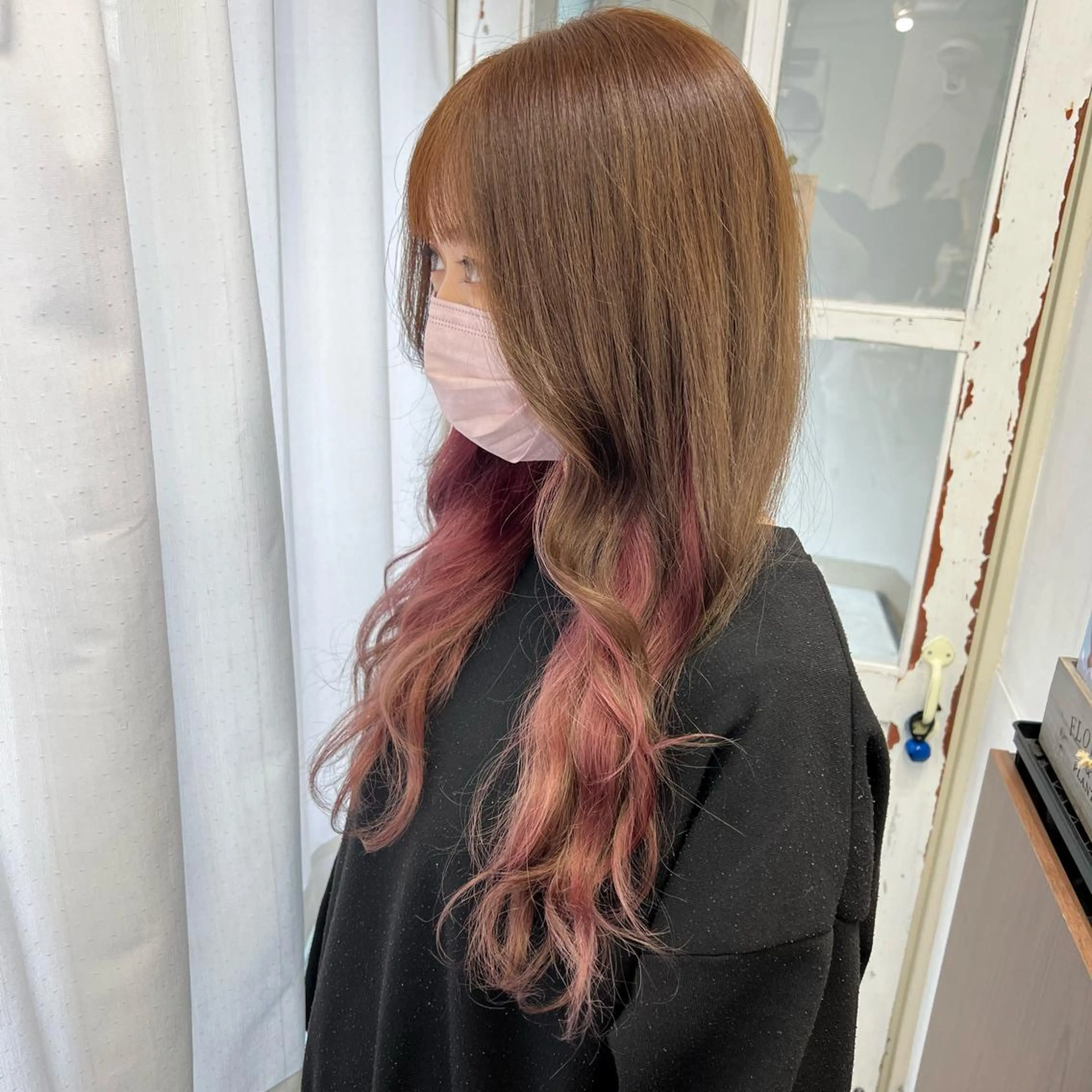 ロング カラー インナーカラー ピンクカラー ていねい技術No.1 🌈諏訪 健太のヘアスタイル