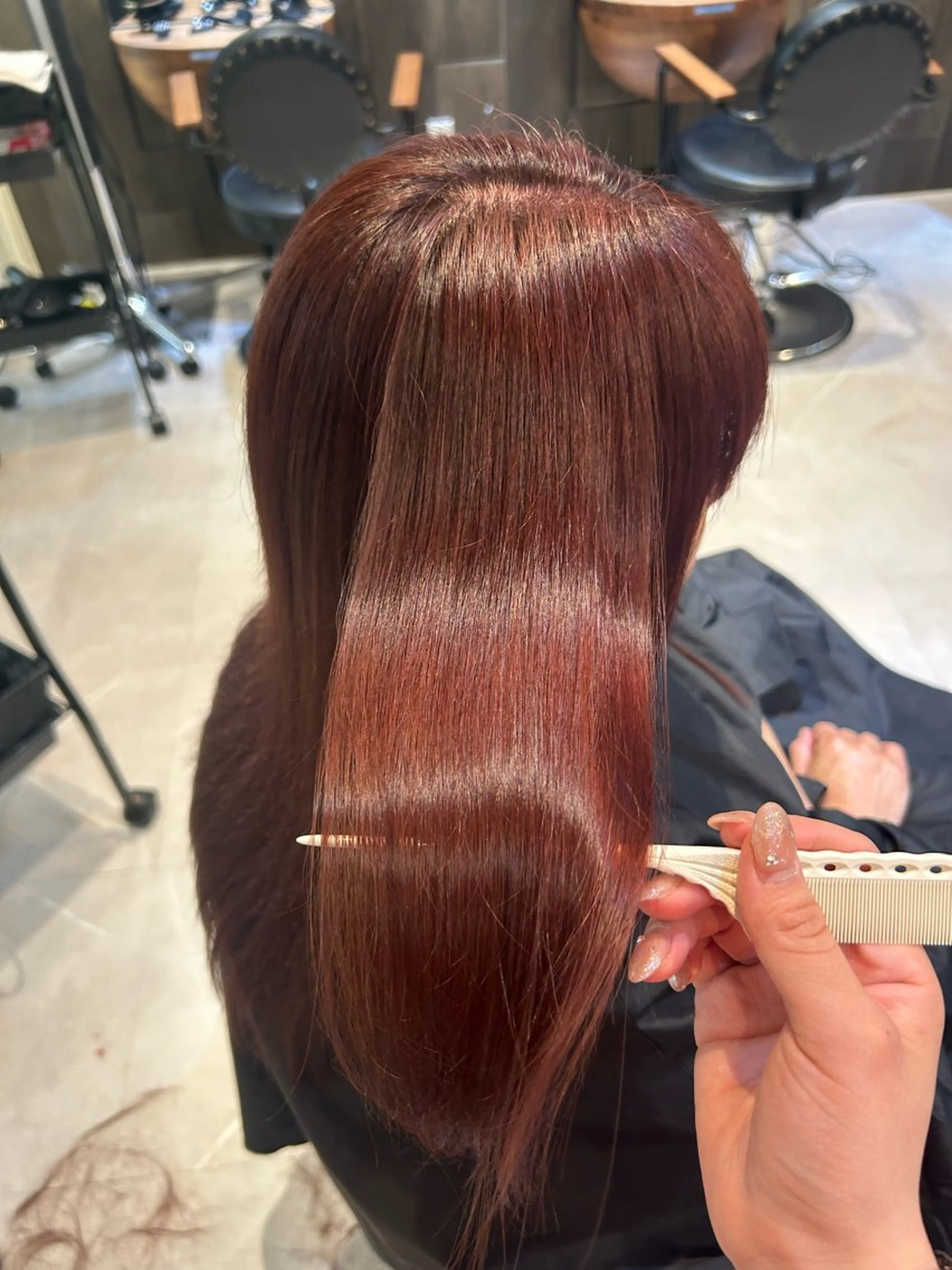 セミロング カラー ブラウンカラー ピンクカラー ピンクブラウン カット ヘアカラー トリートメント 縮毛矯正/カット/ 韓国ヘア/蛯原🍤のヘアスタイル