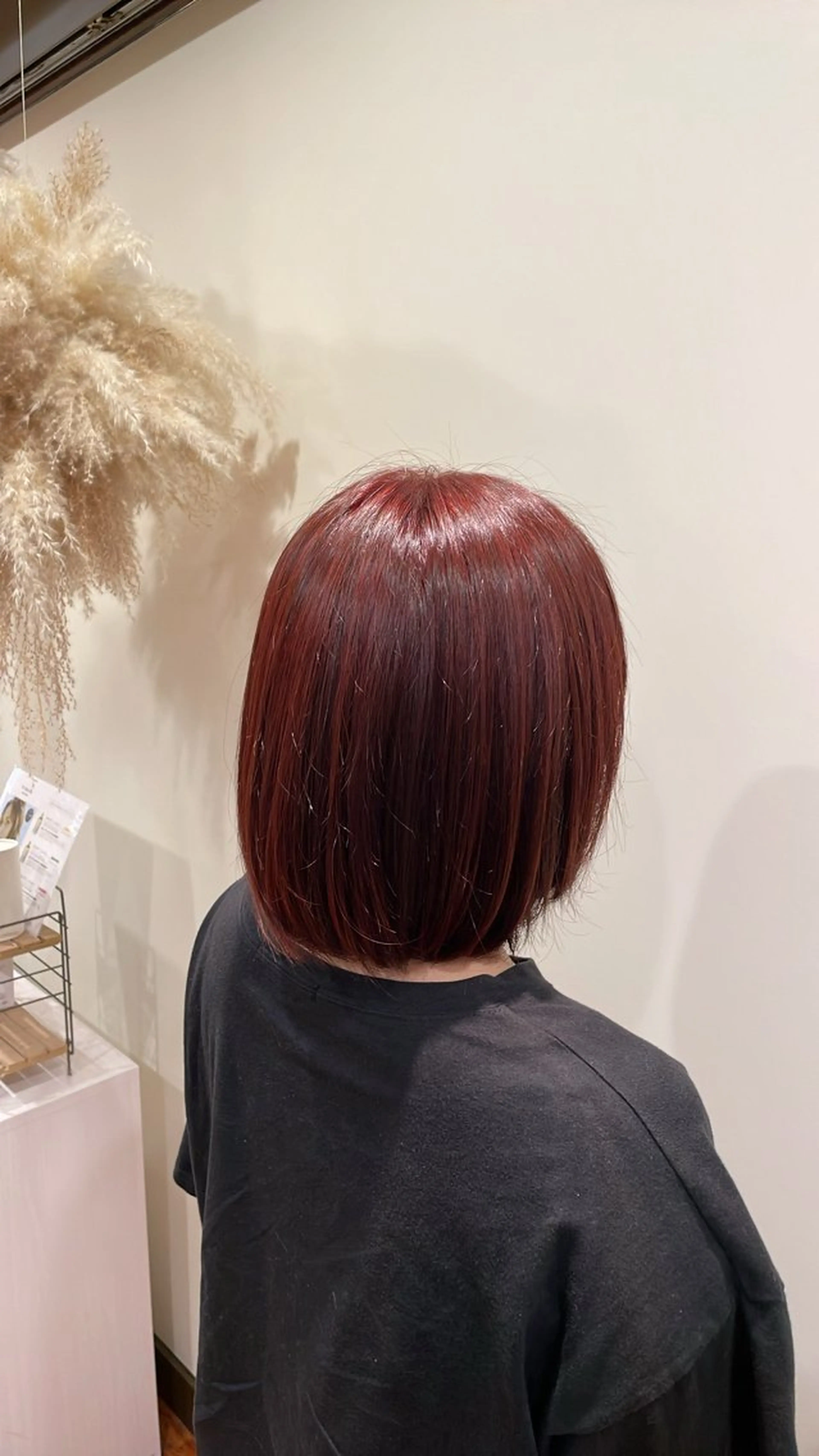 カラー ブリーチ ブリーチなしカラー レッドカラー 木村 柚伊のヘアスタイル