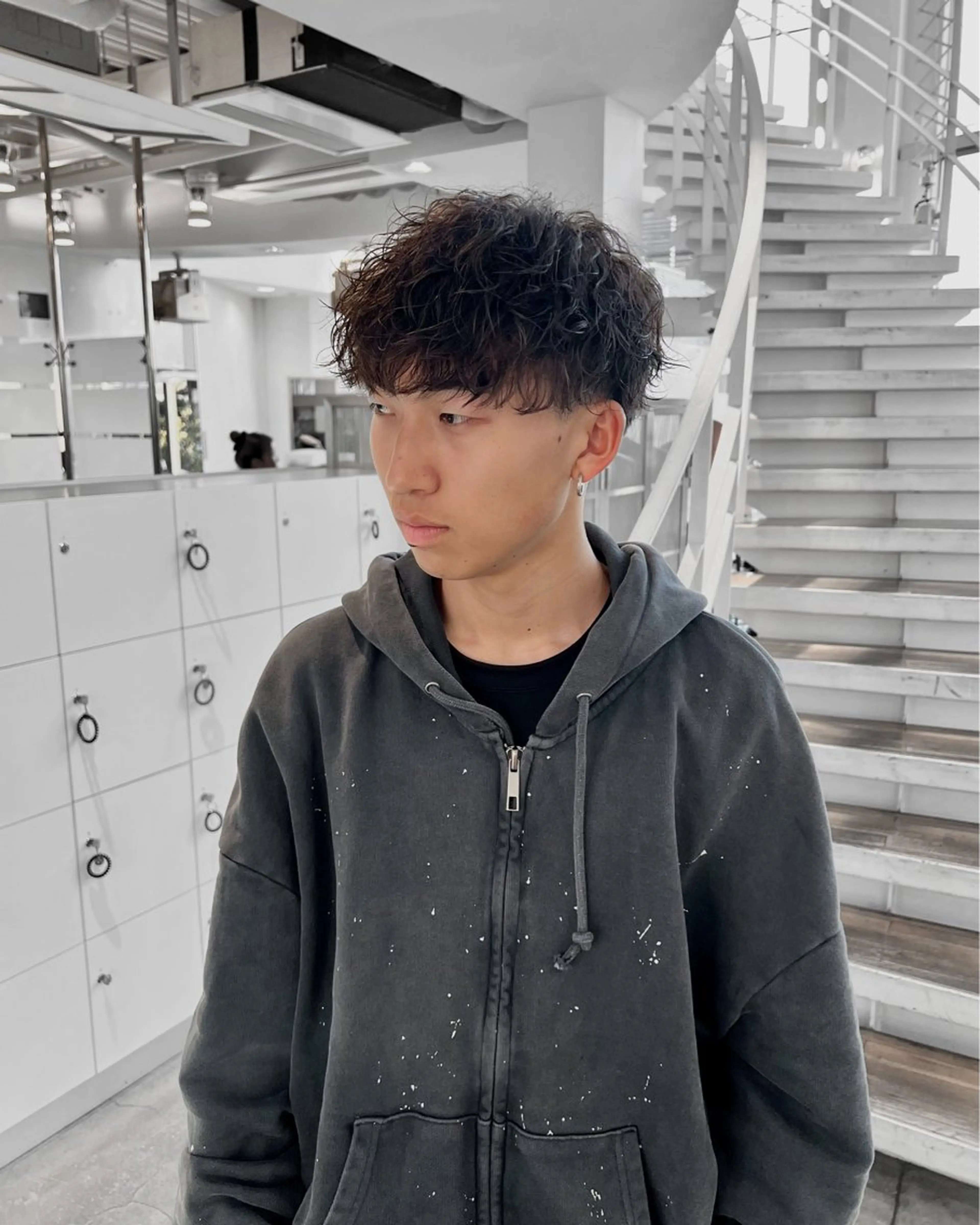 ショート パーマ メンズ マッシュ メンズパーマ ツイストスパイラルパーマ スパイラルパーマ メンズ🔥 撮影モデル募集のヘアスタイル