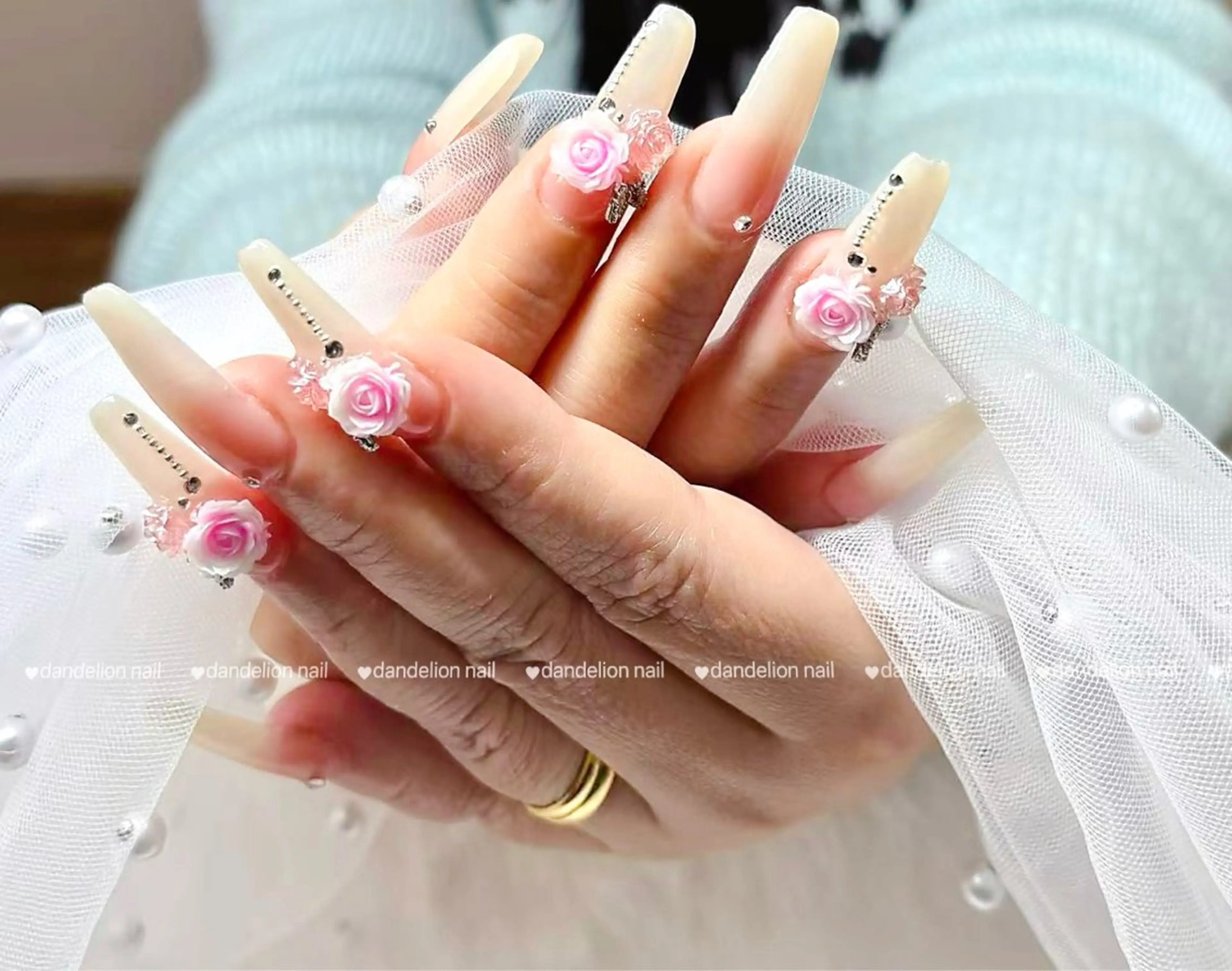 ロング ハンドネイル dandelion nail北千住のネイルデザイン