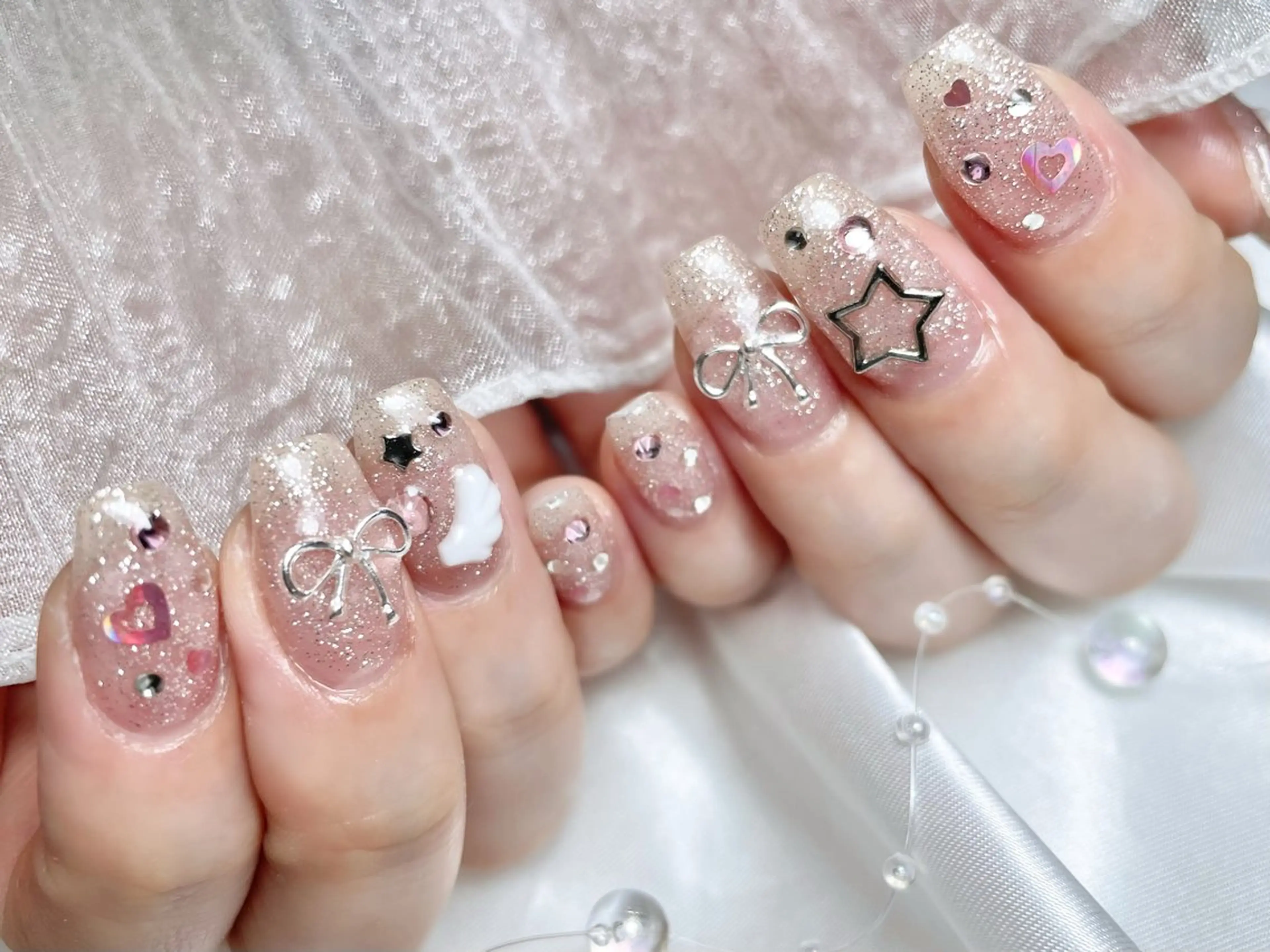 ネイル フラッシュネイル キラキラネイル ワンホンネイル ハンドネイル ゆりか ジョアアンジェ福島のネイルデザイン