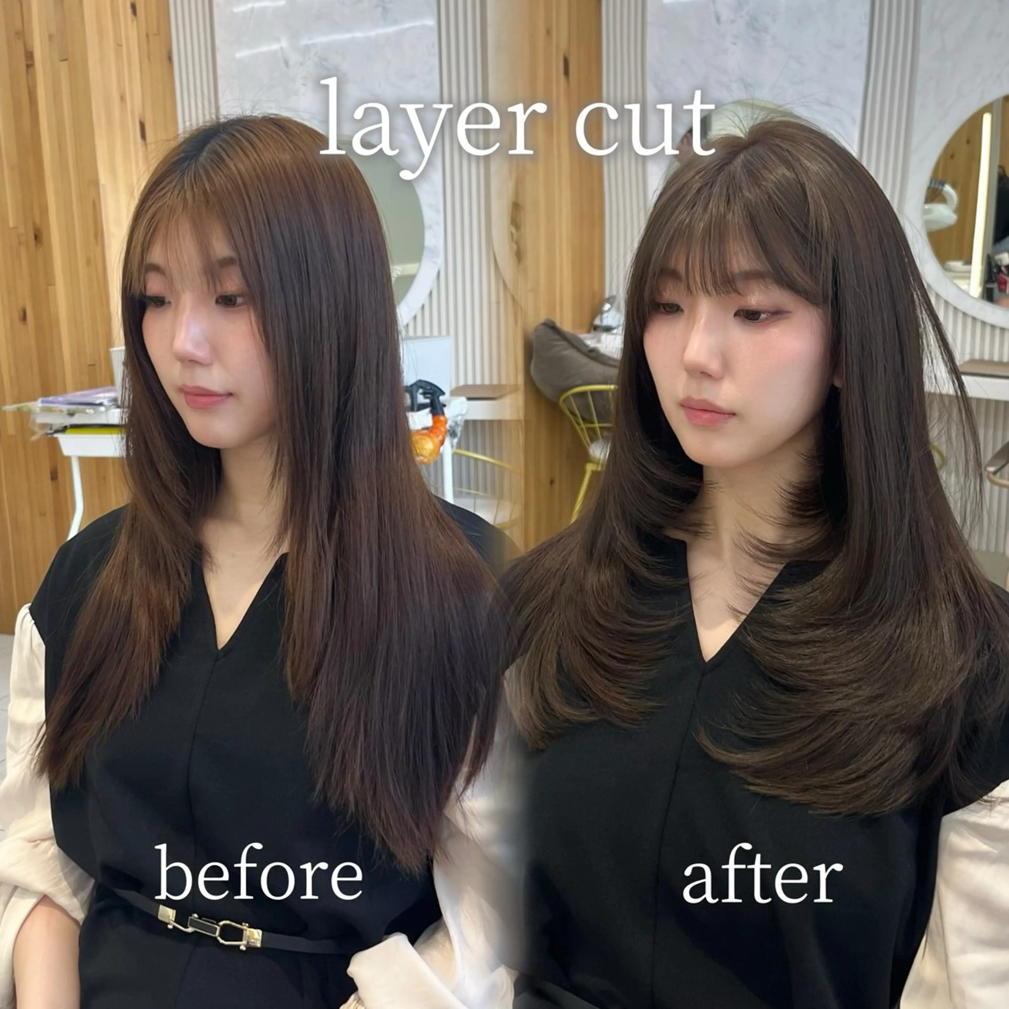 ロング カラー 似合わせレイヤー 透明感カラーのヘアスタイル