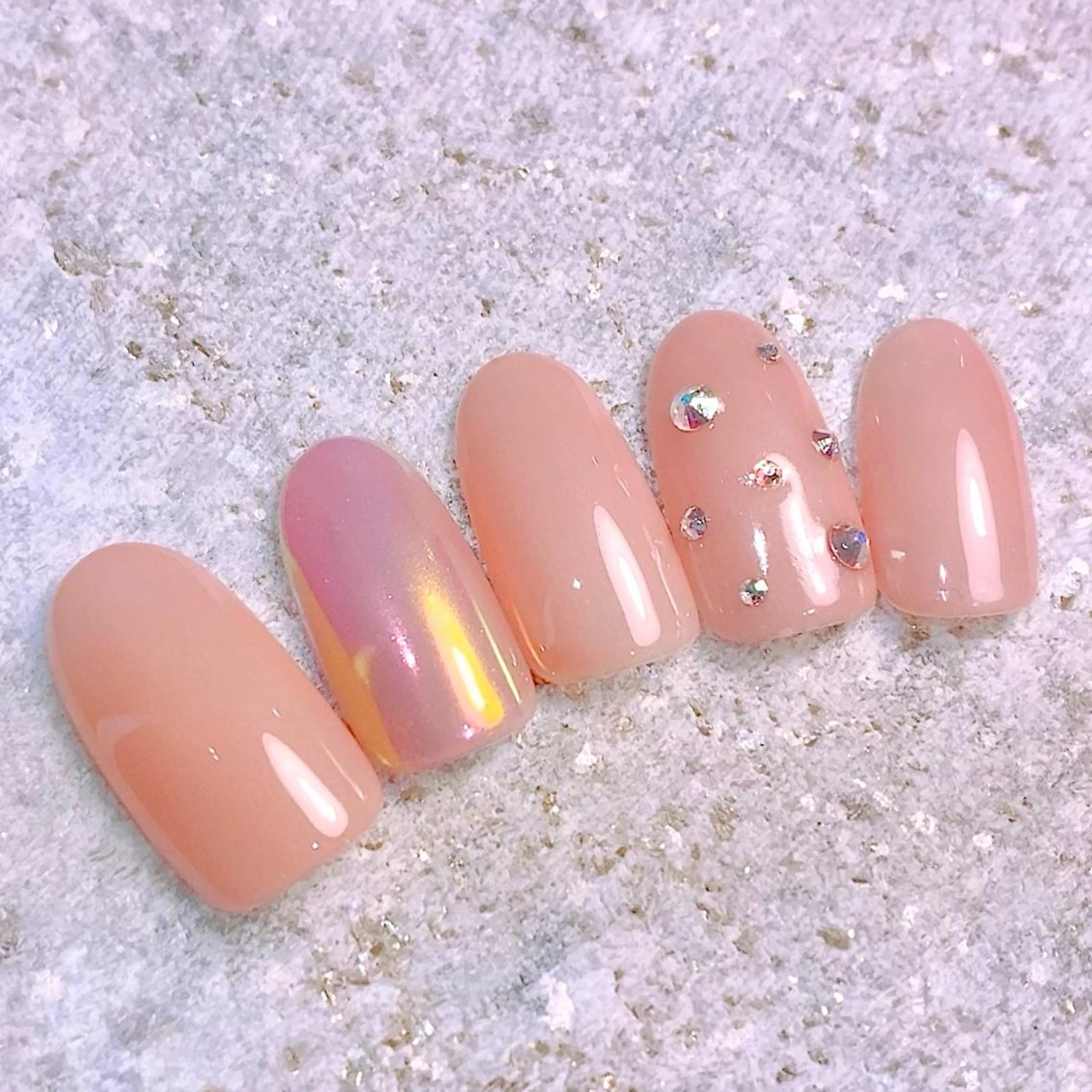 ネイル アートネイル 長さ出し ジェルネイル ハードジェル ミラーネイル プライベートサロン Rのネイルデザイン