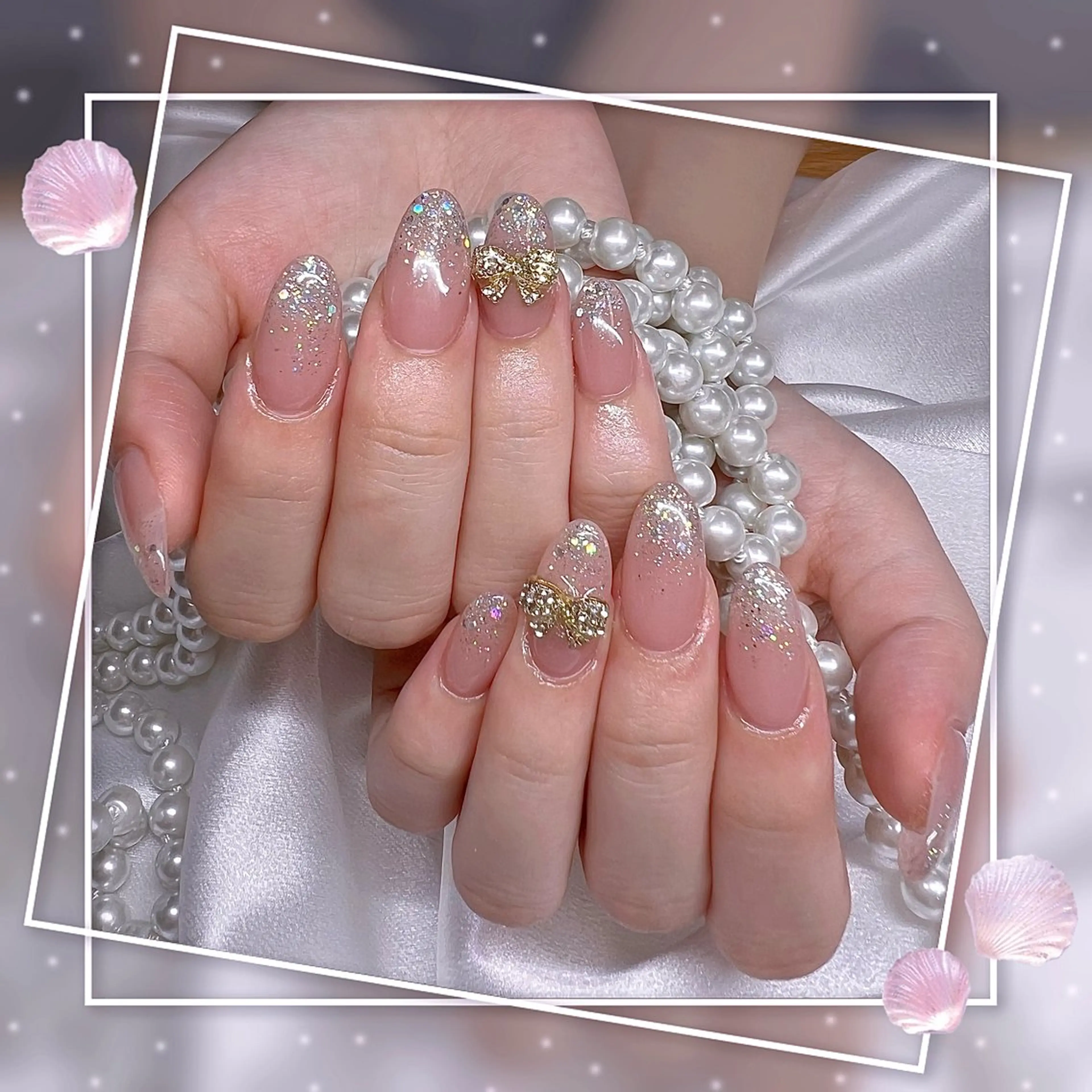 ネイル フレンチネイル グラデーション キラキラネイル 韓国ネイル マグネットネイル Chill Nailsalonのネイルデザイン