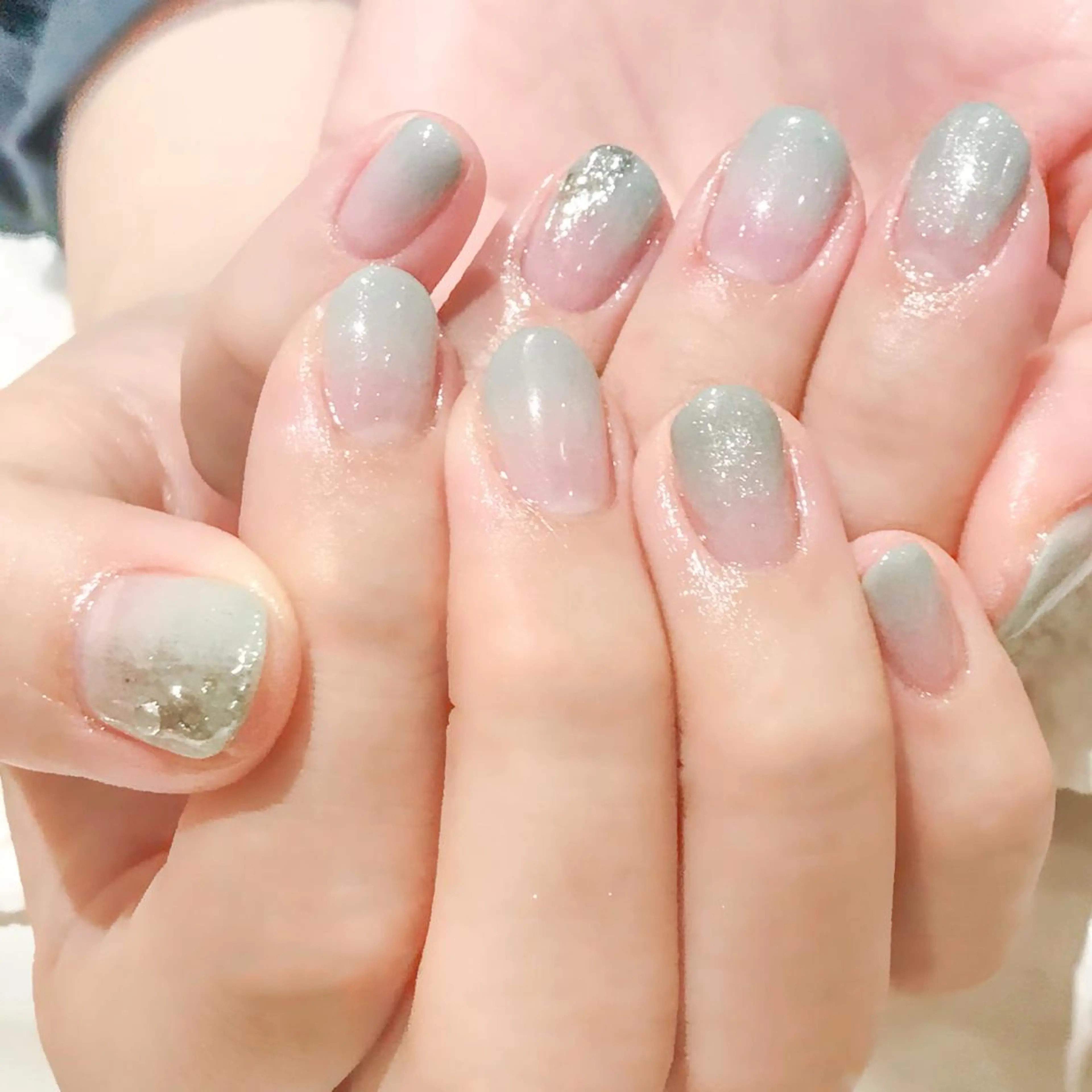 ネイル ジェルネイル グラデーション グリーン 春ネイル Nyanco Nailのネイルデザイン