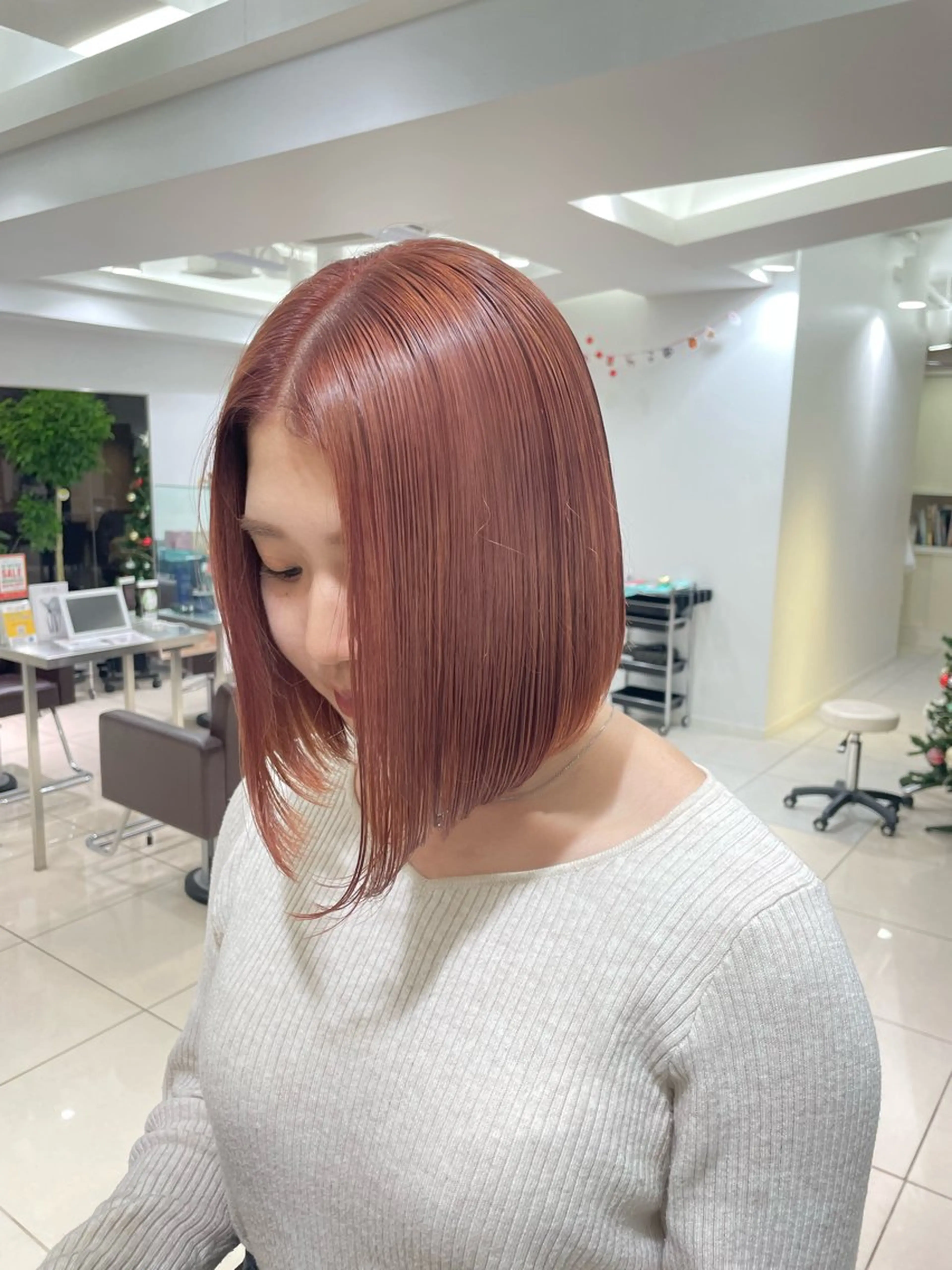 ミディアム カラー ベージュカラー ブリーチ ピンクカラー ピンクベージュ 小池 夏生のヘアスタイル