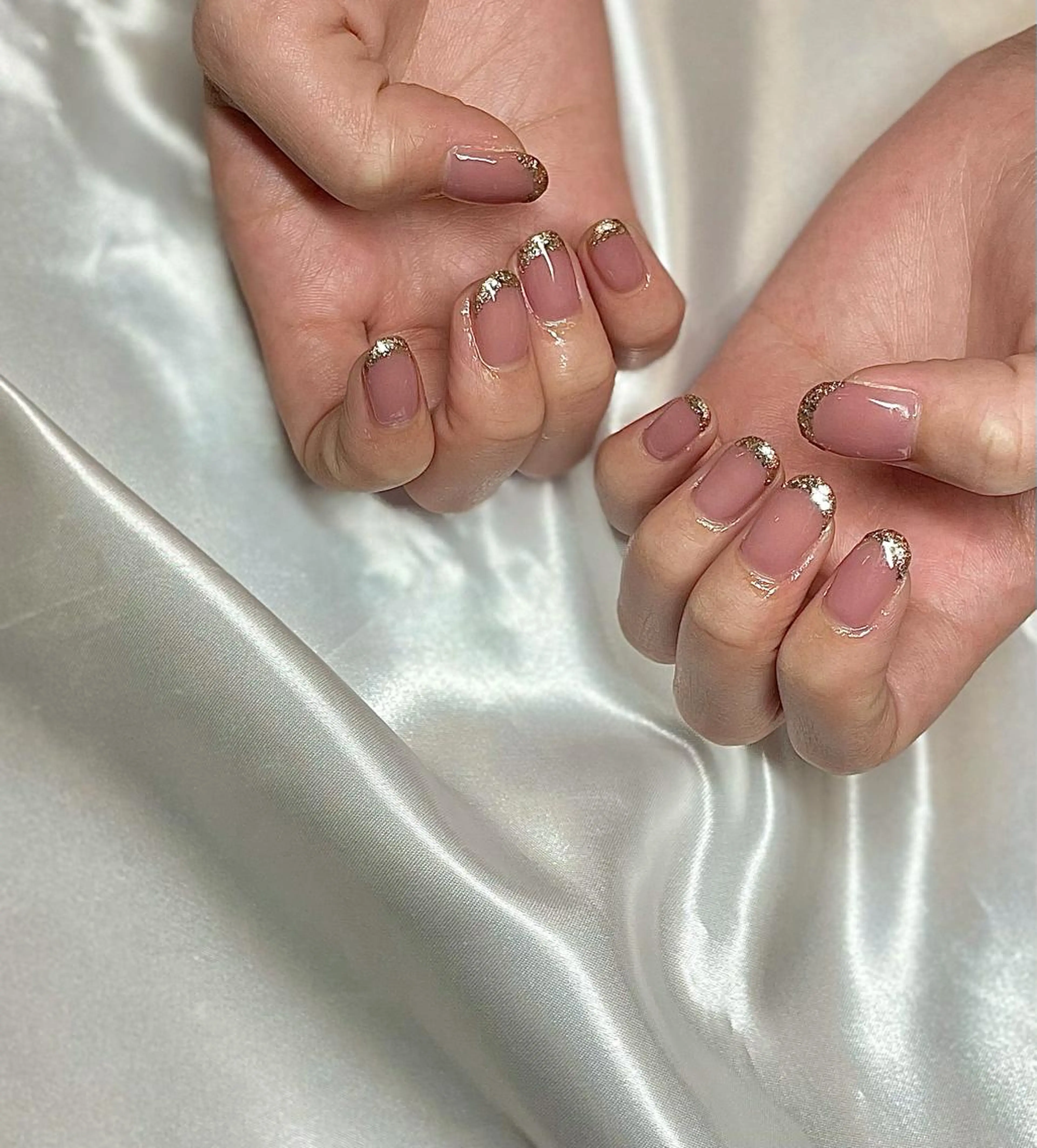 ショート カラー パーマ ヘアアレンジ メンズ キッズ ネイル マツエク・マツパ フレンチネイル ラメ(グリッター) nail&eye Aoのマツエク・マツパデザイン