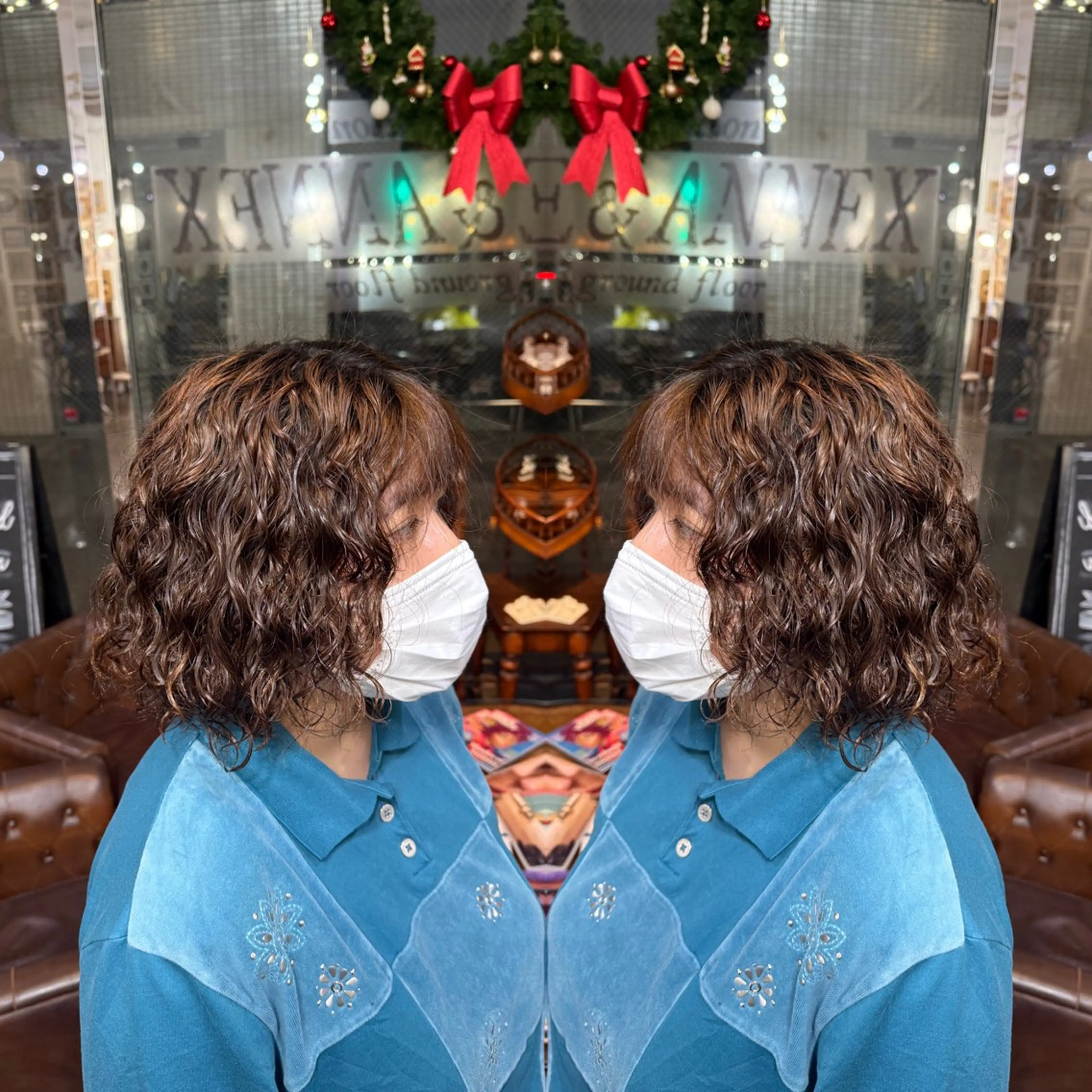 ミディアム パーマ レイヤー/ボブ/ ミニボブ/AOIのヘアスタイル