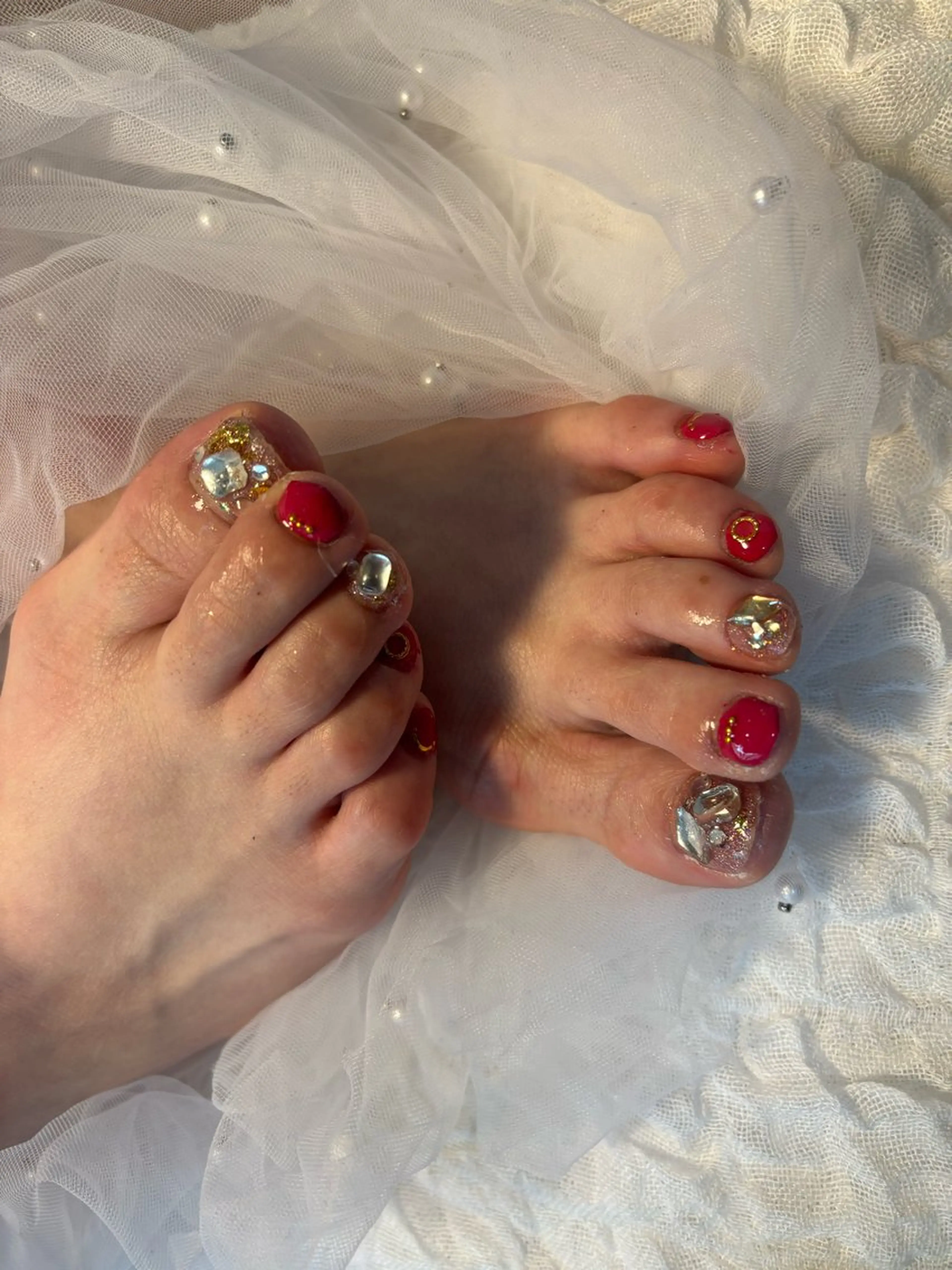 ネイル フラッシュネイル フットネイル フレンチネイル ジェルネイル ガラスフレンチ Nail salon Natulalのネイルデザイン