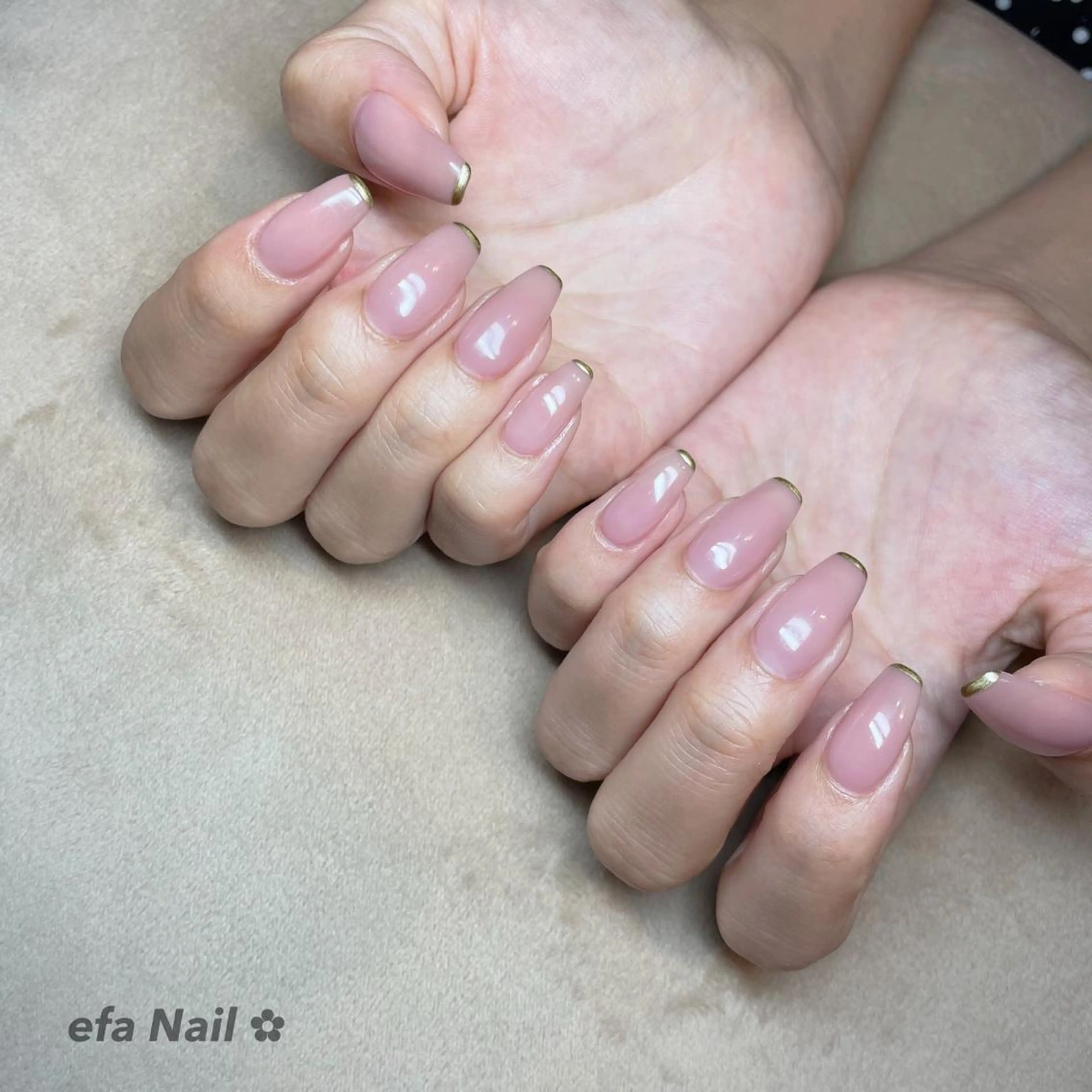 ネイル フレンチネイル ゴールド ハンドネイル efa's  EyeNail-おもろまち-所属・efa Nail 🌺Okinawaのネイルデザイン