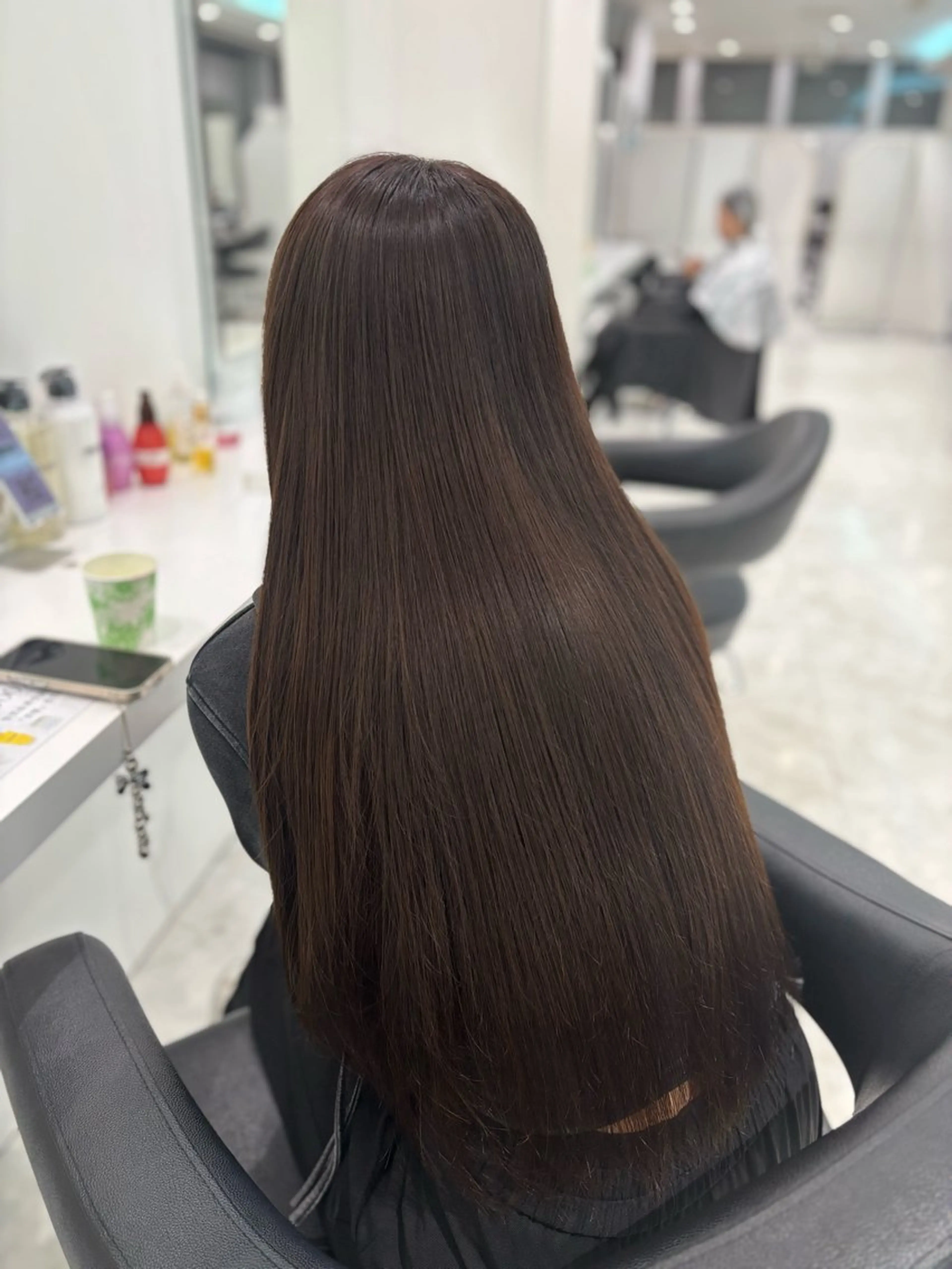 ロング カラー ヘアカラー 縮毛矯正 トリートメント ブリーチなし透明感 ×縮毛矯正🤍ユウのヘアスタイル