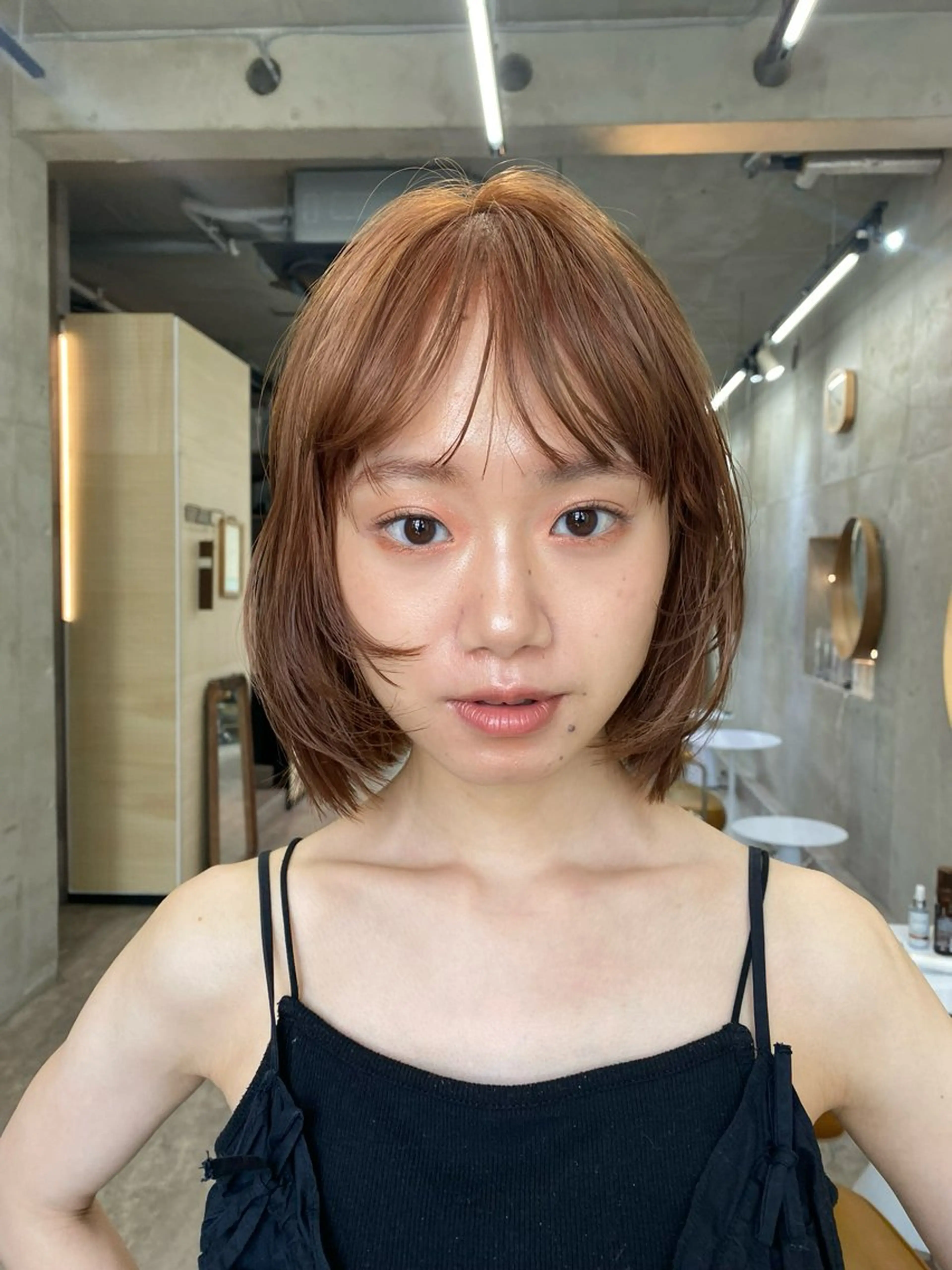 ショート カラー ブラウンカラー オレンジ オレンジブラウン 顔まわりレイヤー レイヤーカット ヘアカラー トリートメント レイヤーカット💫 ／HARUKA🎀のヘアスタイル